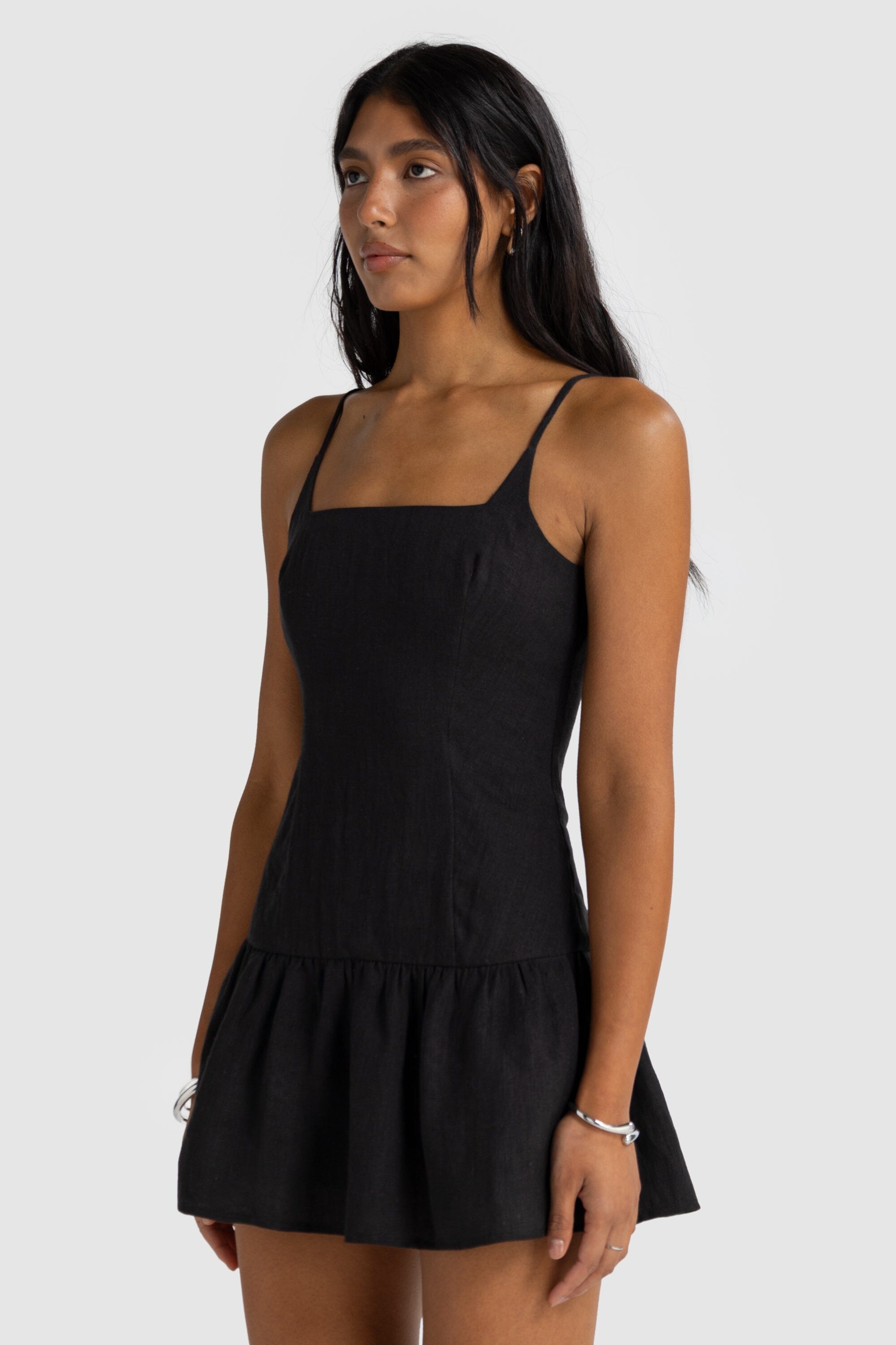 ORTC Celine Linen Mini Dress - Black ortc Clothing Co.