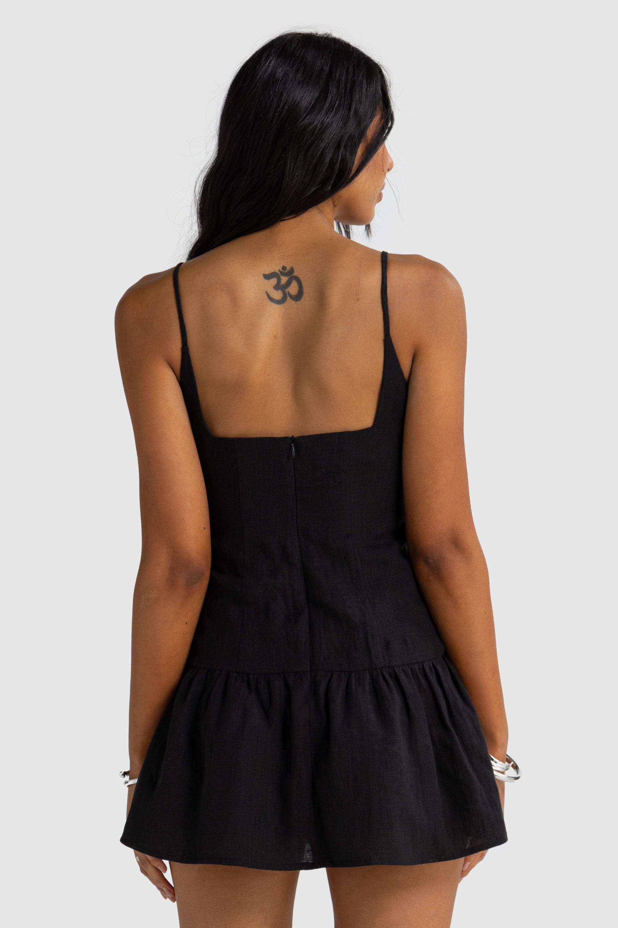 ORTC Celine Linen Mini Dress - Black ortc Clothing Co.