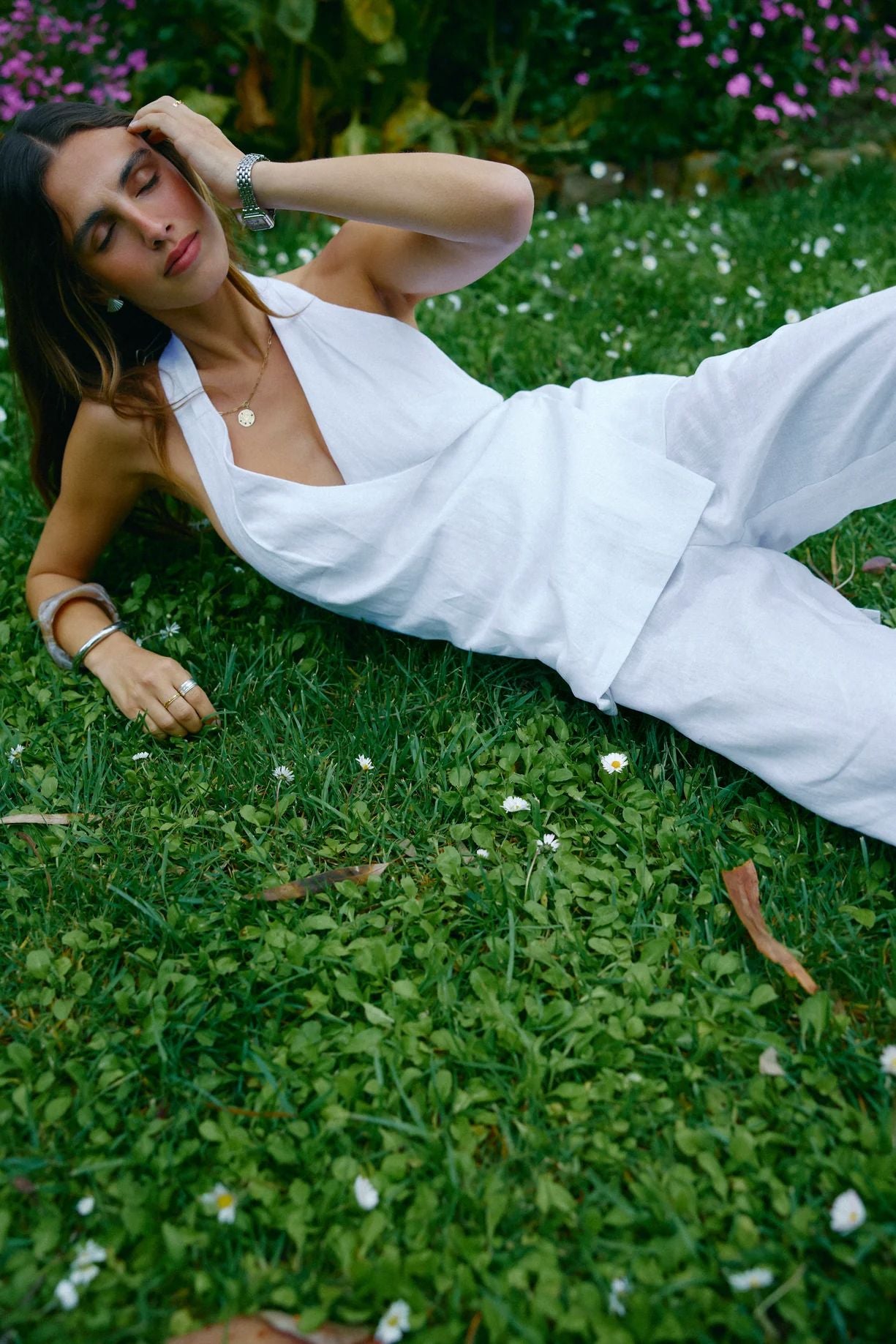 ORTC Elise Linen Wrap Top - White ortc Clothing Co.