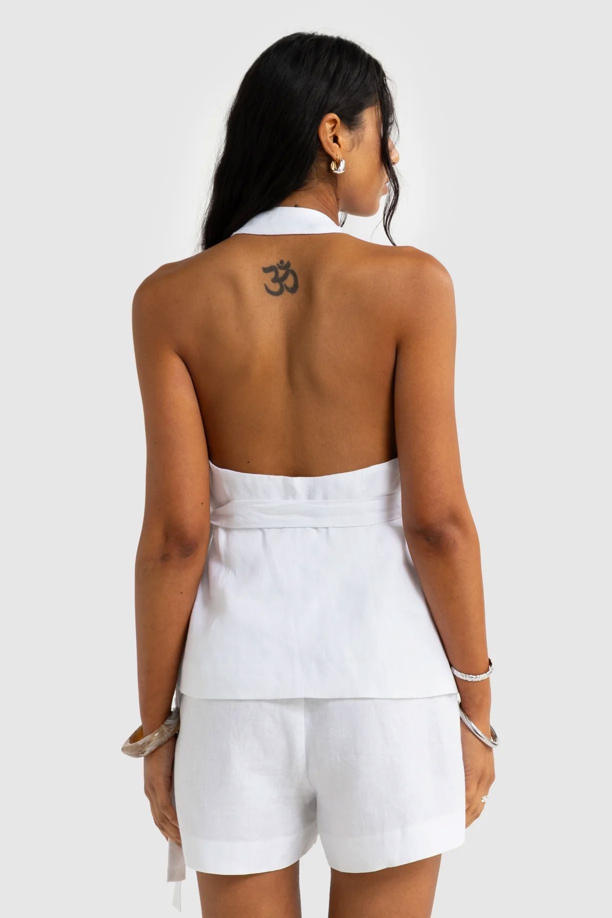 ORTC Elise Linen Wrap Top - White ortc Clothing Co.