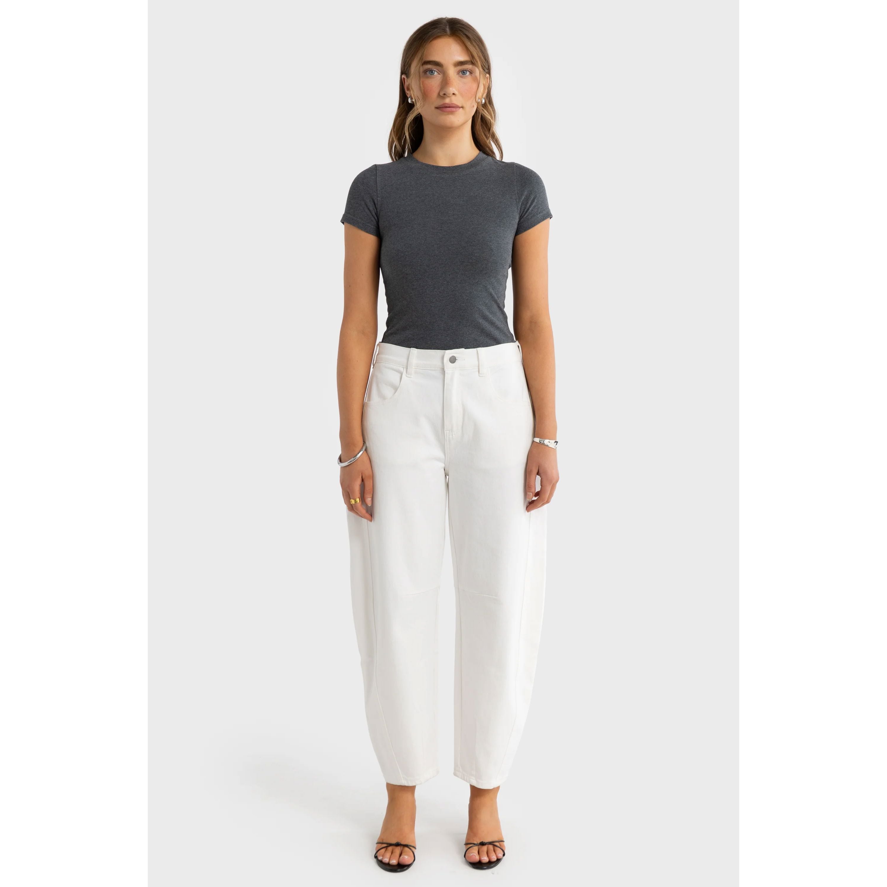 Ortc Lottie Barrel Leg Denim Pant - Chalk Women's Jeans ortc Clothing Co.