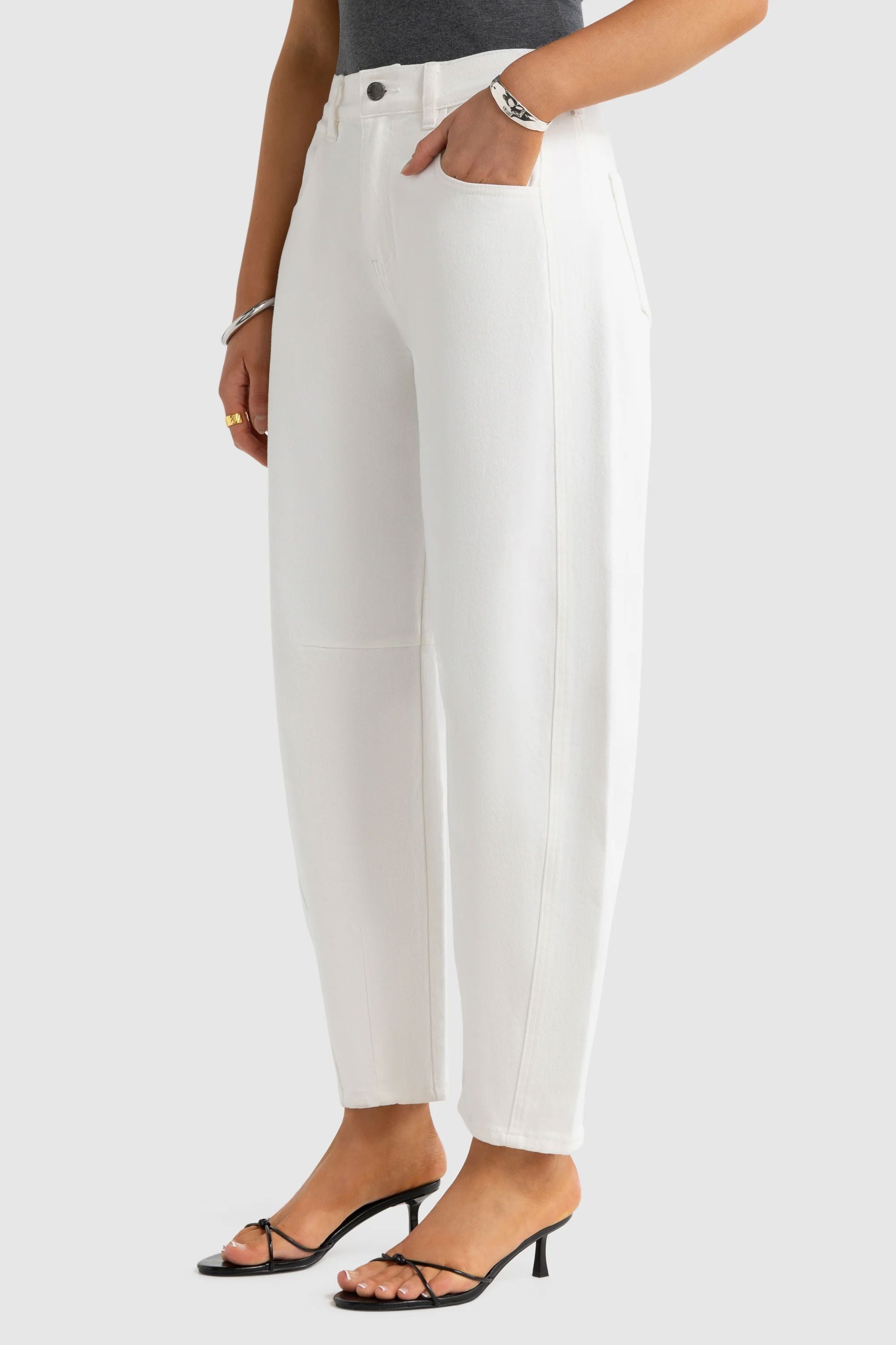 Ortc Lottie Barrel Leg Denim Pant - Chalk ortc Clothing Co.