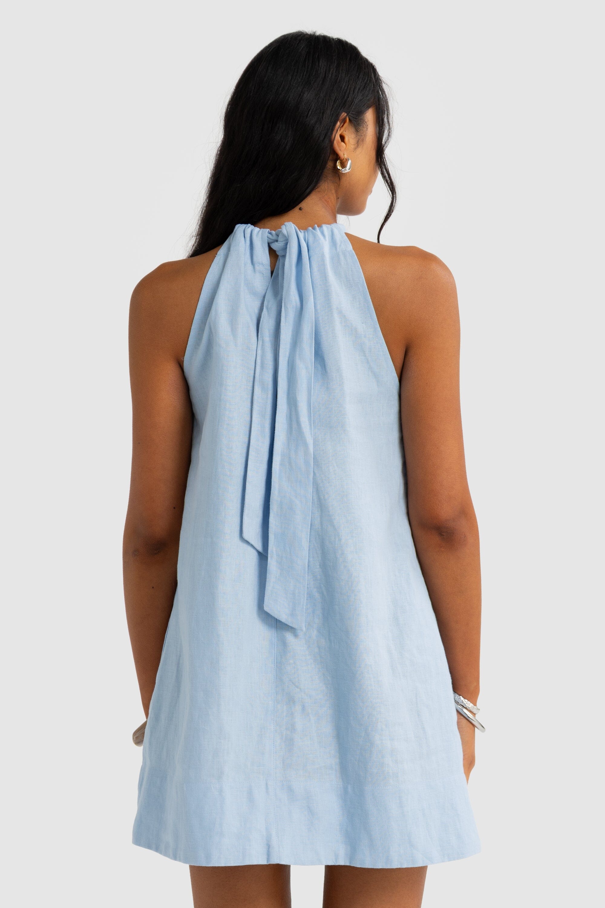 ORTC Luna Linen Mini Dress -Powder Blue Mini Dress ortc Clothing Co.
