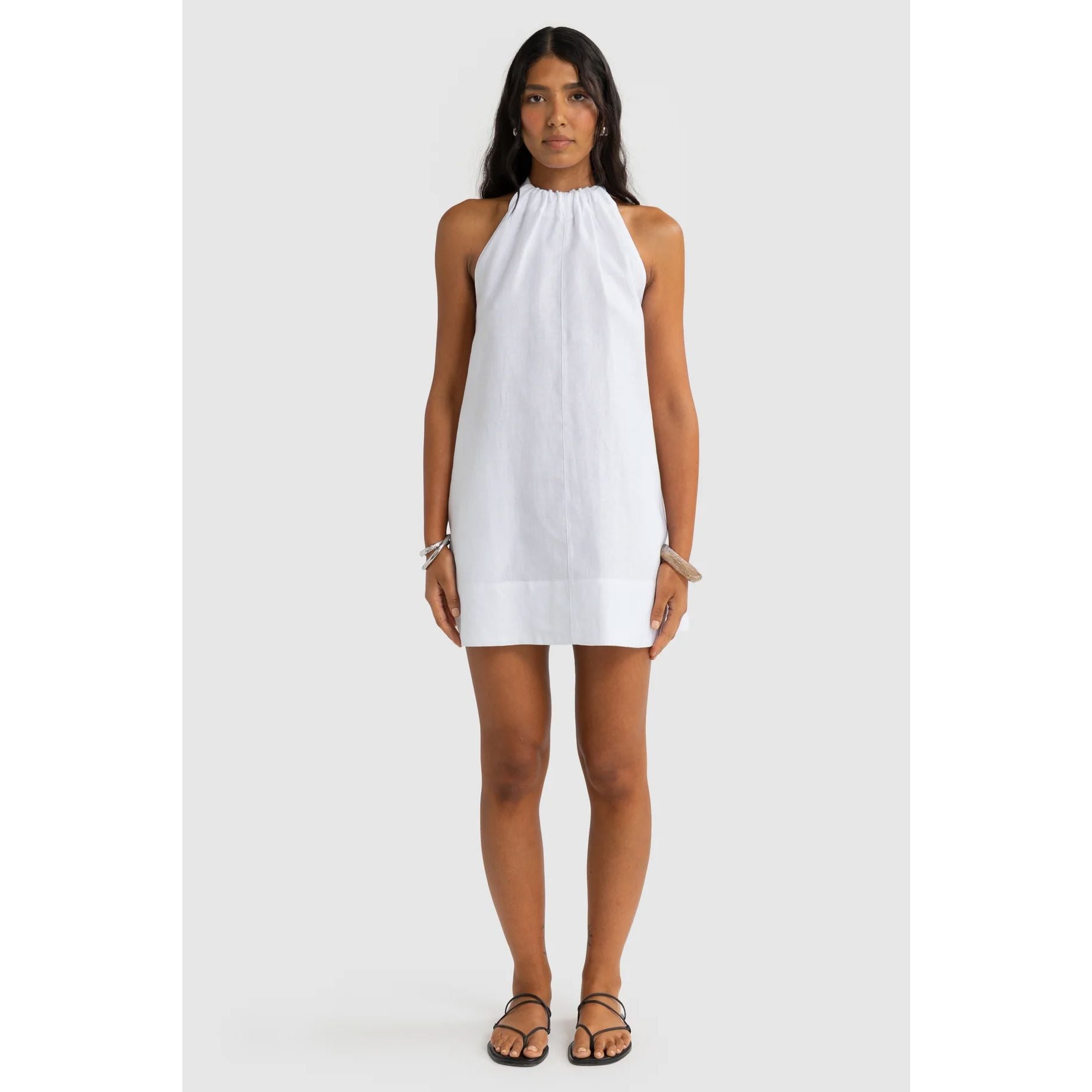 ORTC Luna Linen Mini Dress - White ortc Clothing Co.