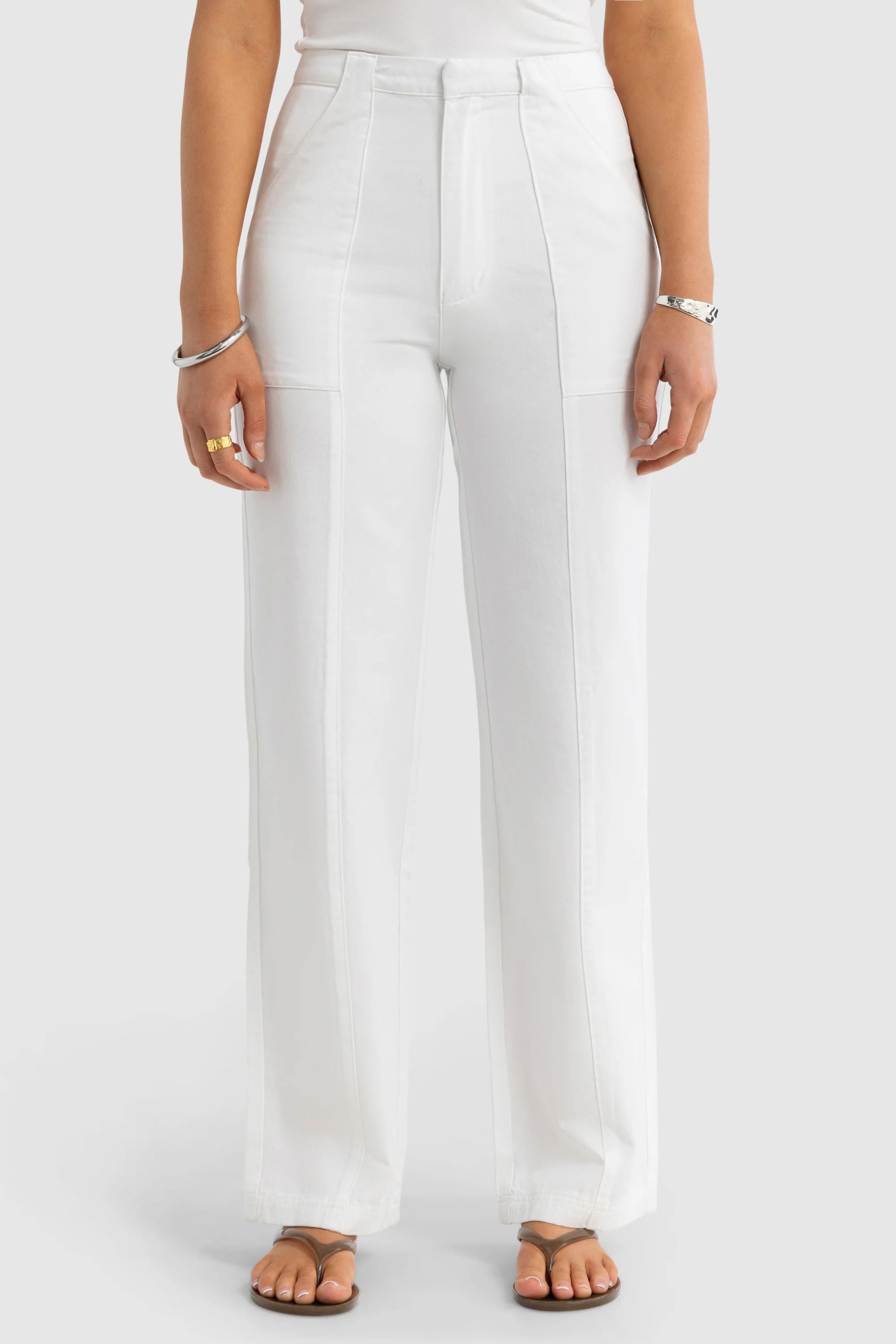 Ortc Maya Front Seam Pants - White ortc Clothing Co.