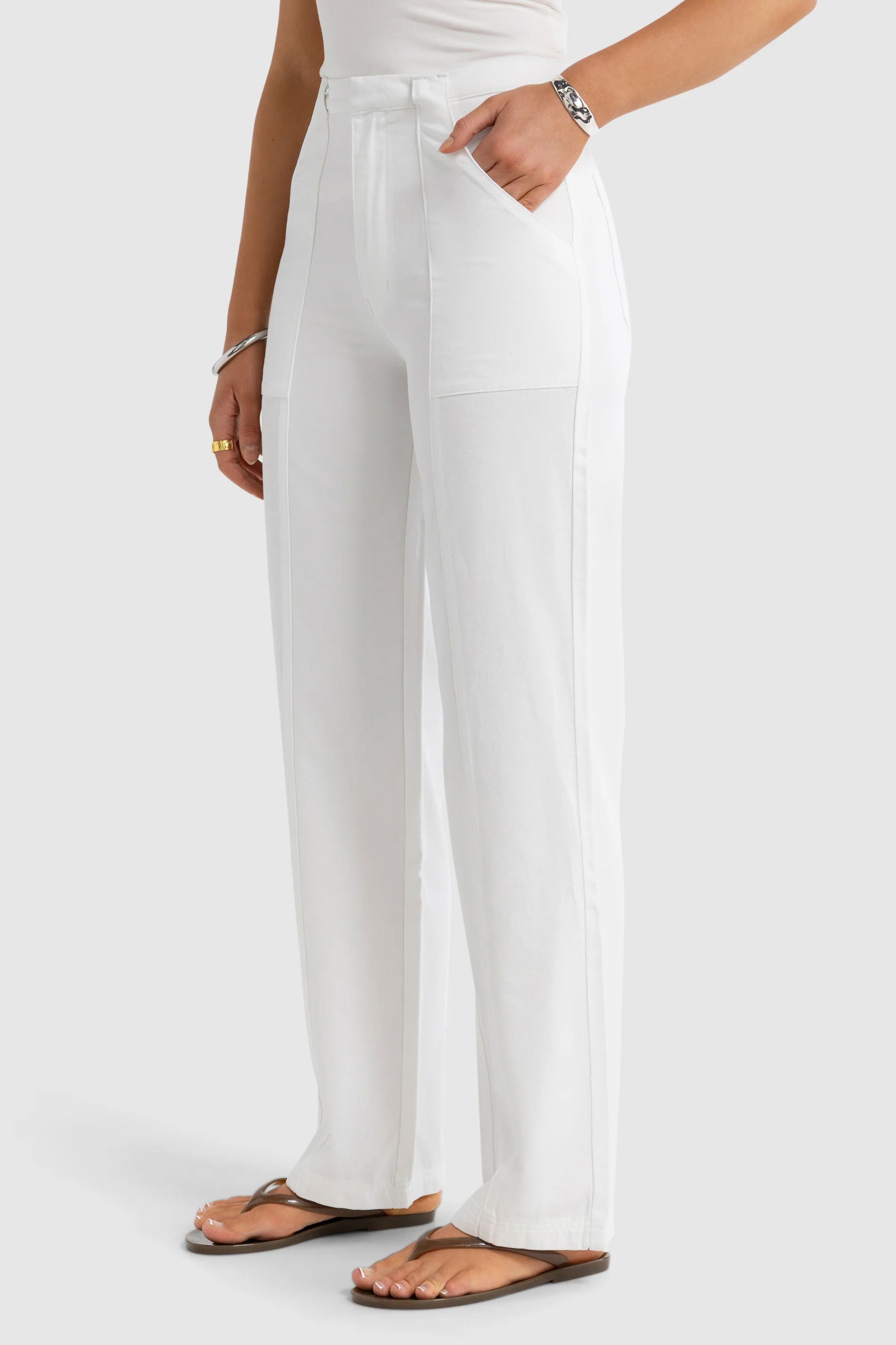 Ortc Maya Front Seam Pants - White ortc Clothing Co.