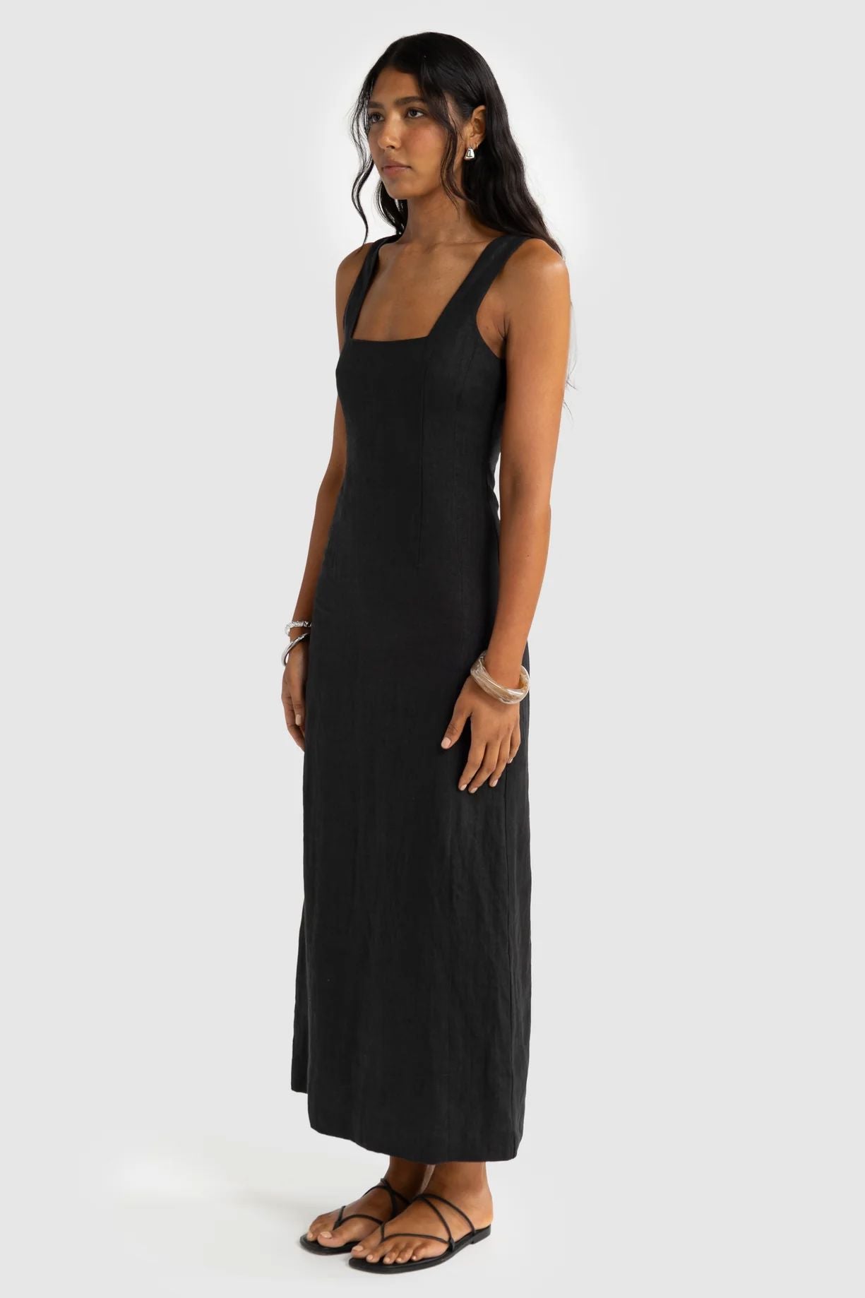 ORTC Zoey Linen Full Length Dress - Black ortc Clothing Co.