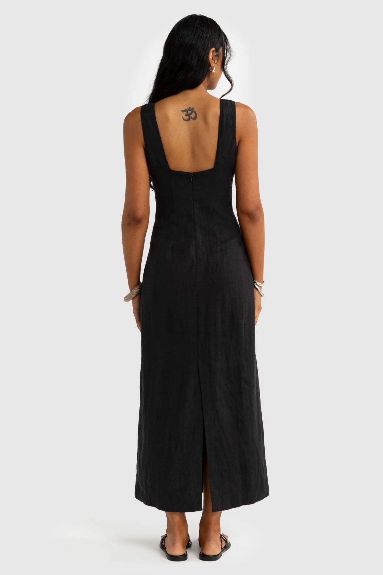 ORTC Zoey Linen Full Length Dress - Black ortc Clothing Co.