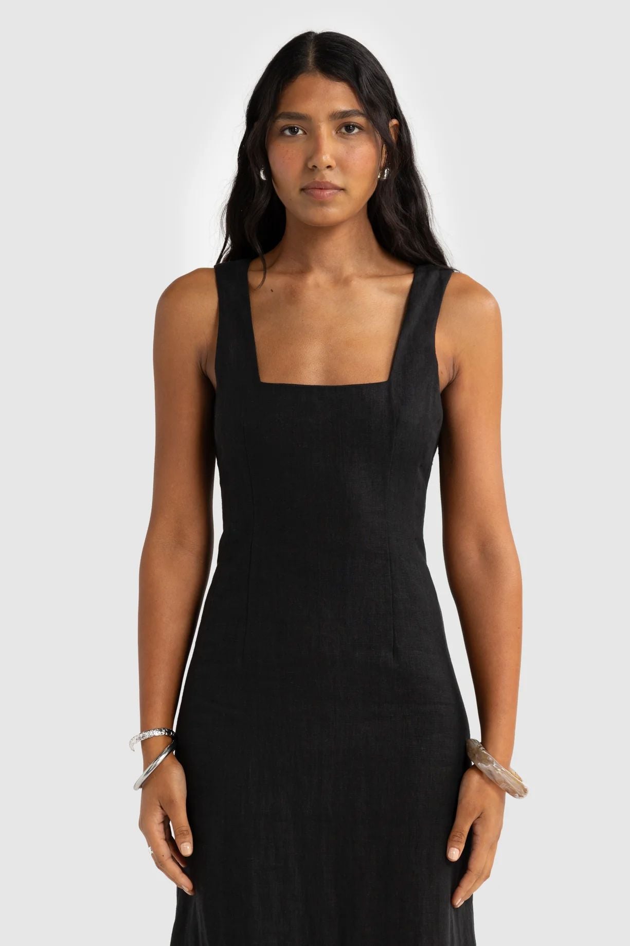 ORTC Zoey Linen Full Length Dress - Black ortc Clothing Co.