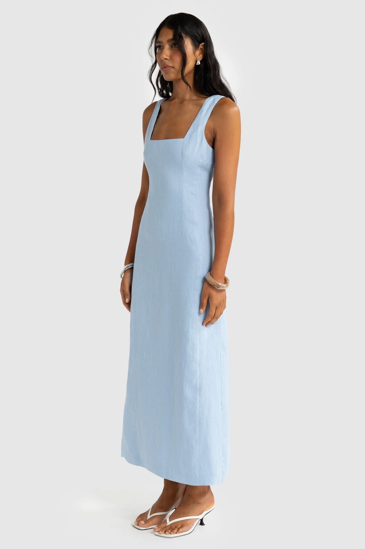 ORTC Zoey Linen Full Length Dress - Powder Blue ortc Clothing Co.