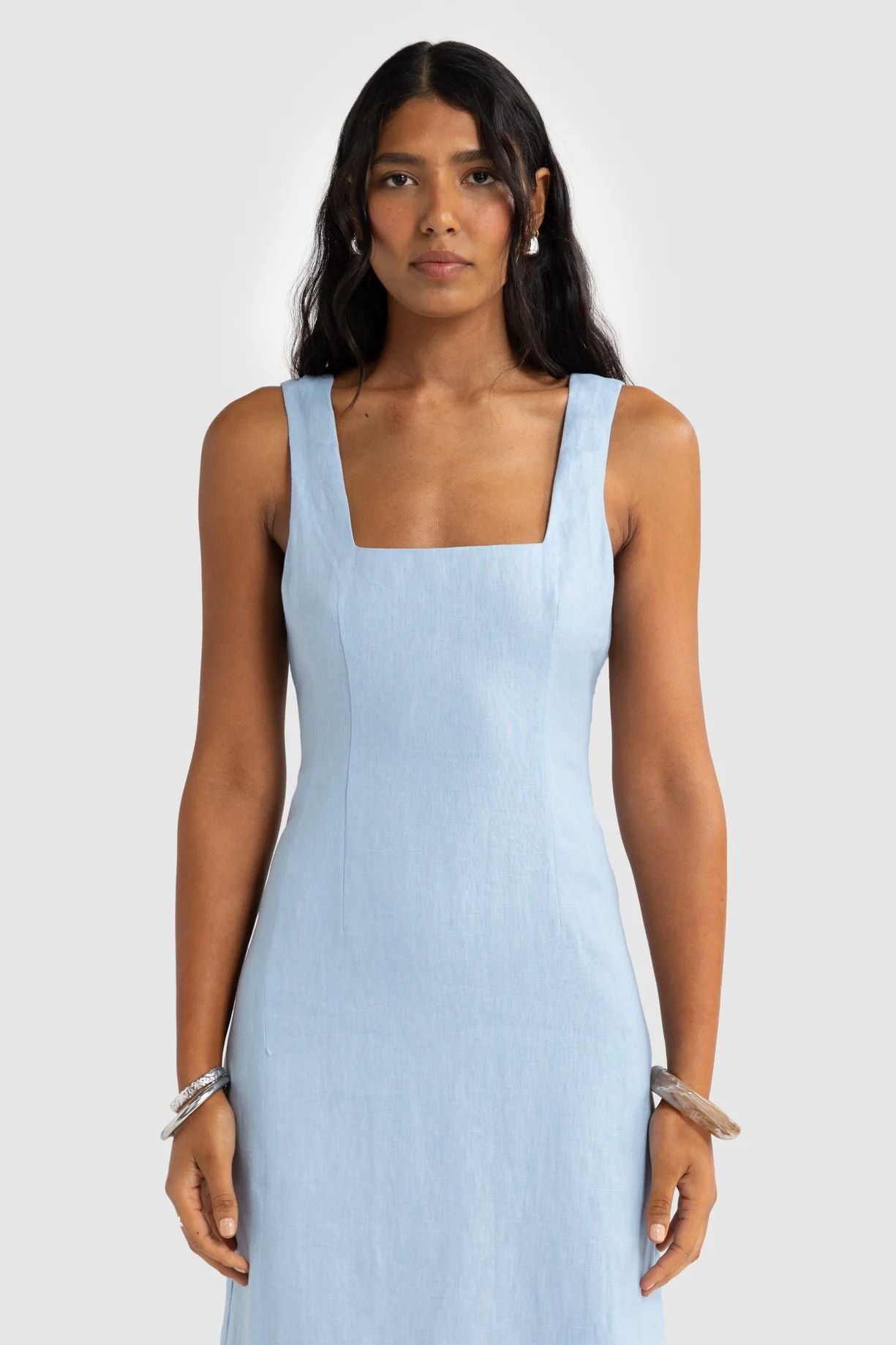 ORTC Zoey Linen Full Length Dress - Powder Blue ortc Clothing Co.