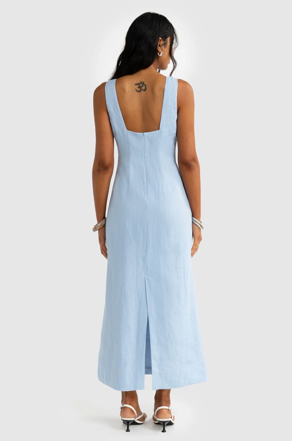ORTC Zoey Linen Full Length Dress - Powder Blue ortc Clothing Co.