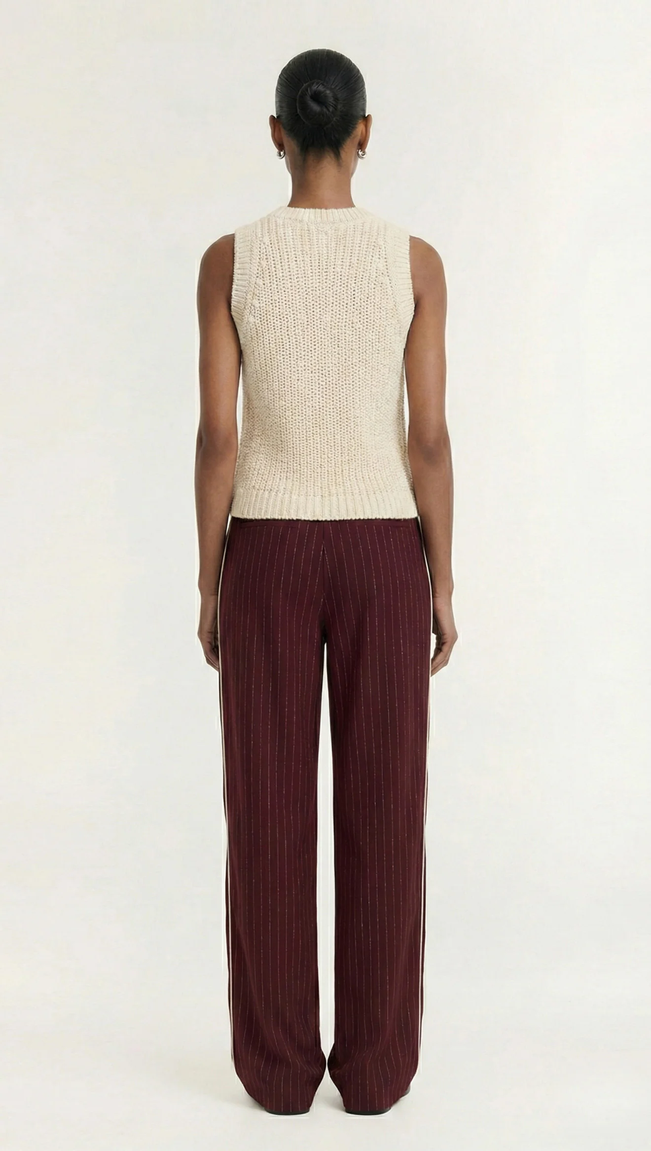 Staple The Label Reed Relaxed Pant - Wine Pinstripe