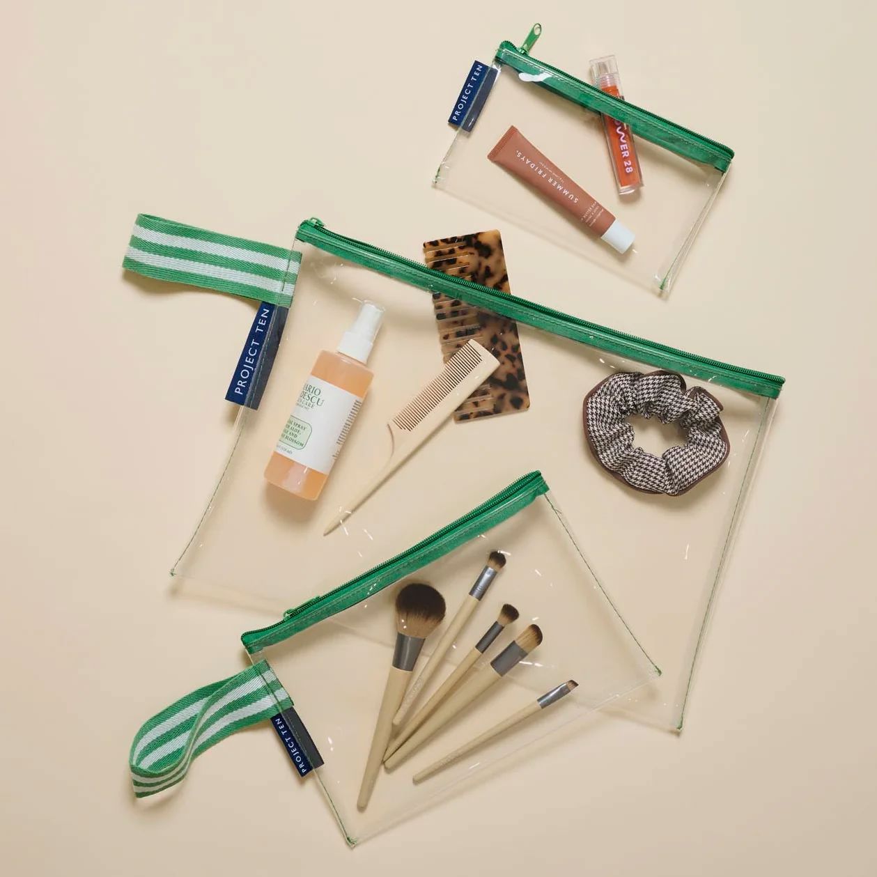 Project Ten Clear Zip Pouch Bundle - Green Project Ten