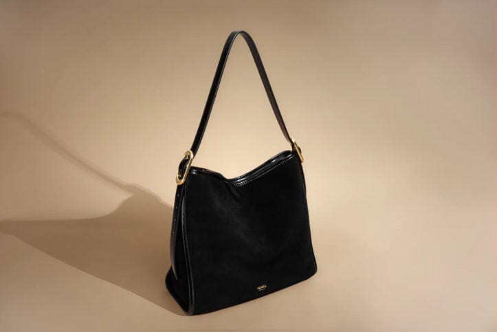 Sancia The Moretto Handbag - Black Suede Sancia
