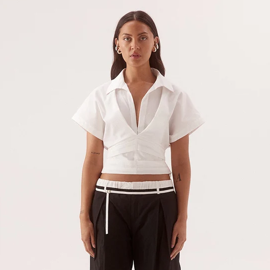 Sovere Lyra Crop Shirt - Chalk