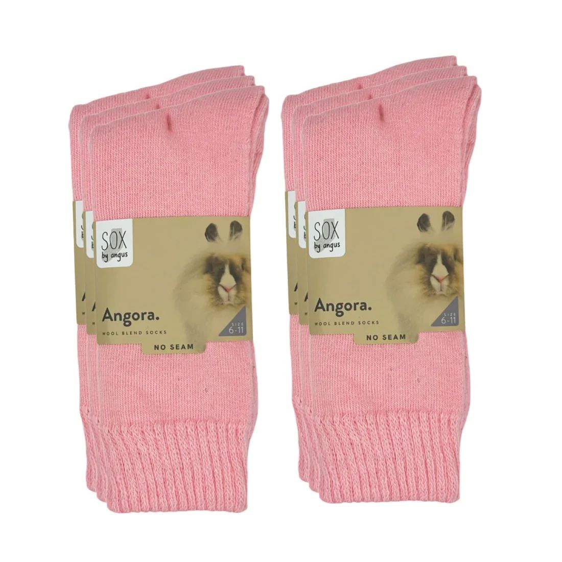 Sox by Angus Angora Wool Blend Cushion Crew Socks (2 pack) - Pink Sox by Angus