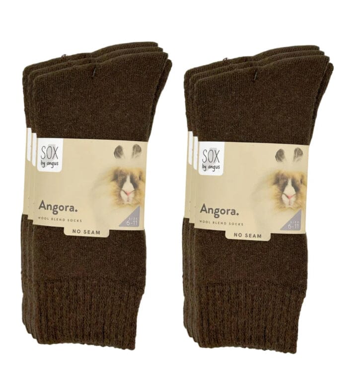 Sox by Angus Angora Wool Crew Socks 2 Pack - Brown Sox by Angus