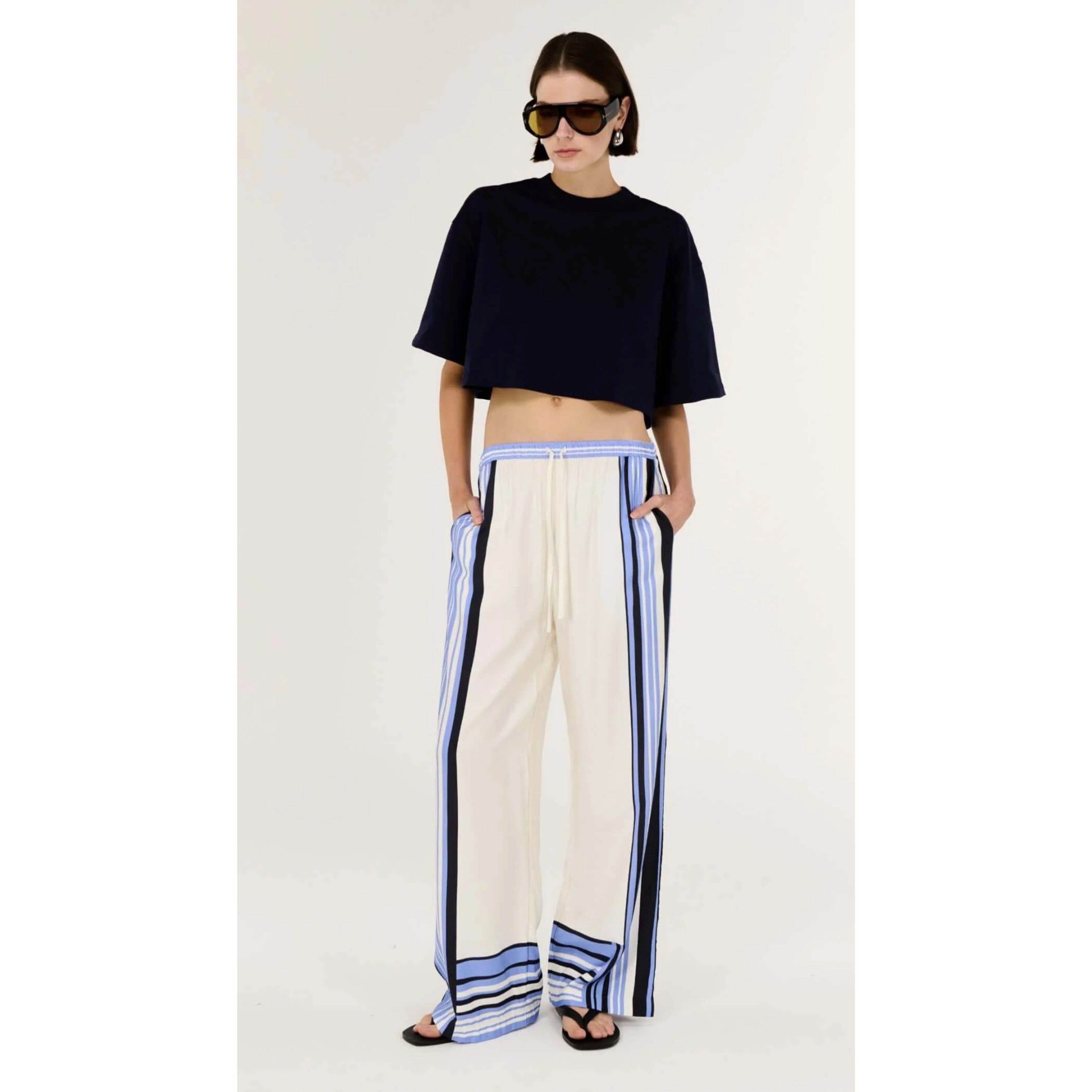 Staple the Label Amari Relaxed Wide-Leg Pants - Spliced Stripe Staple the label