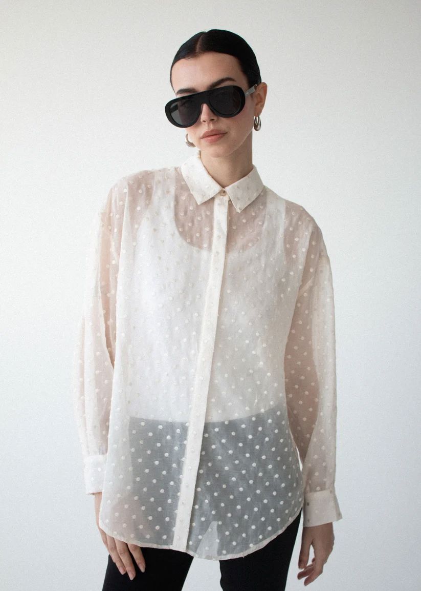 Staple the Label Etoile Oversized Shirt - Cream Spot Women's Shirt Staple the label