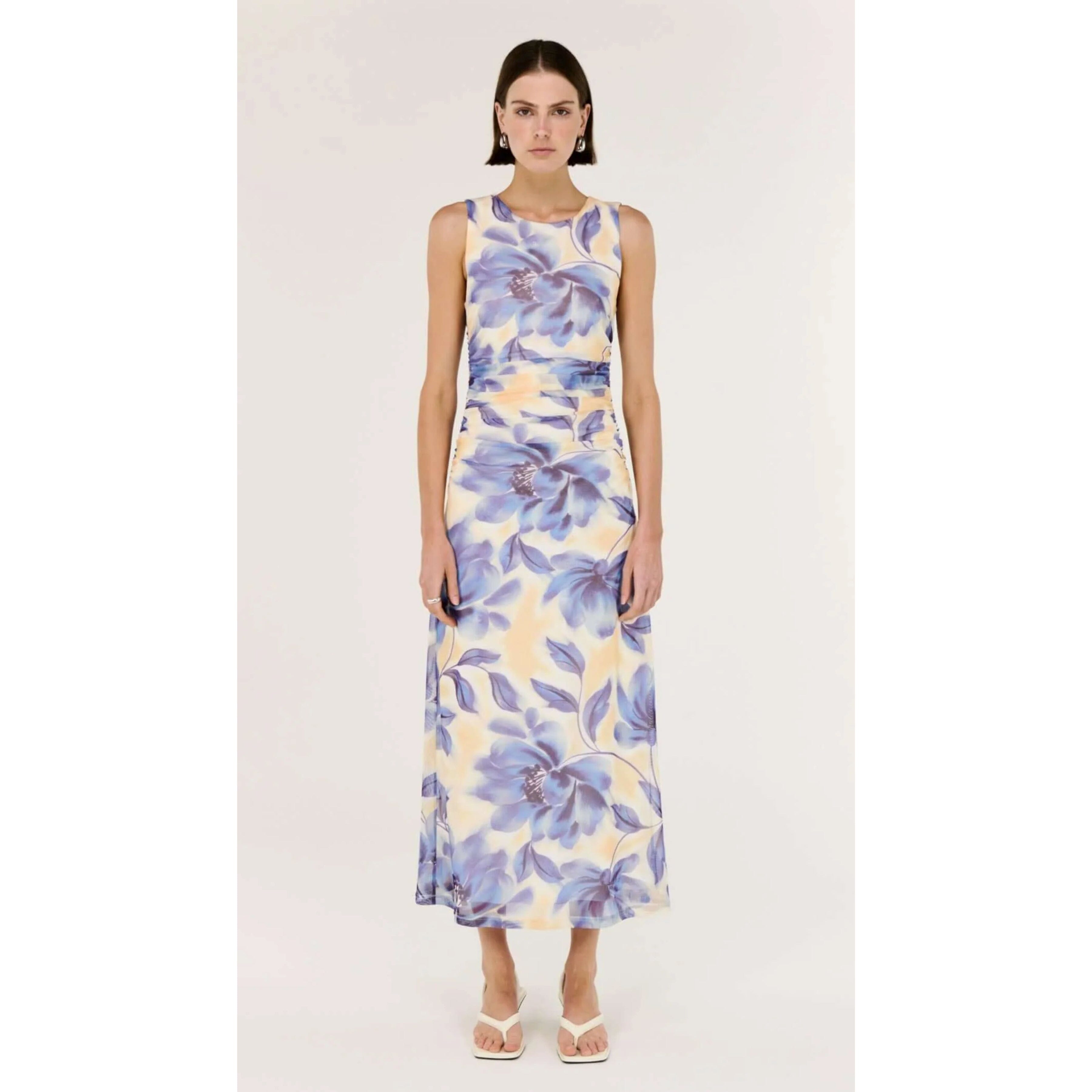 Staple the Label Fleur Mesh Midi Dress - Blurred Floral Staple the label