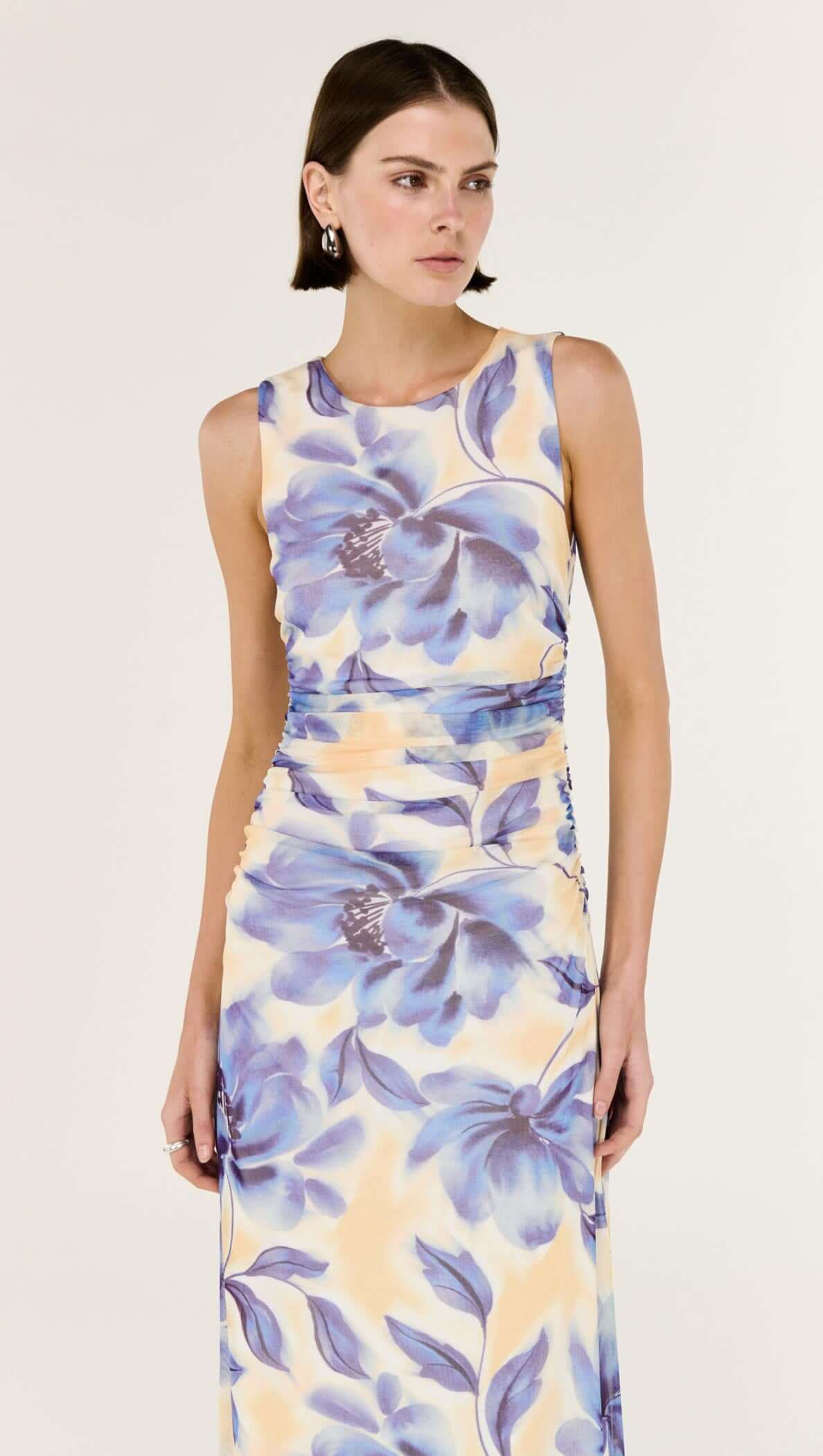 Staple the Label Fleur Mesh Midi Dress - Blurred Floral Staple the label