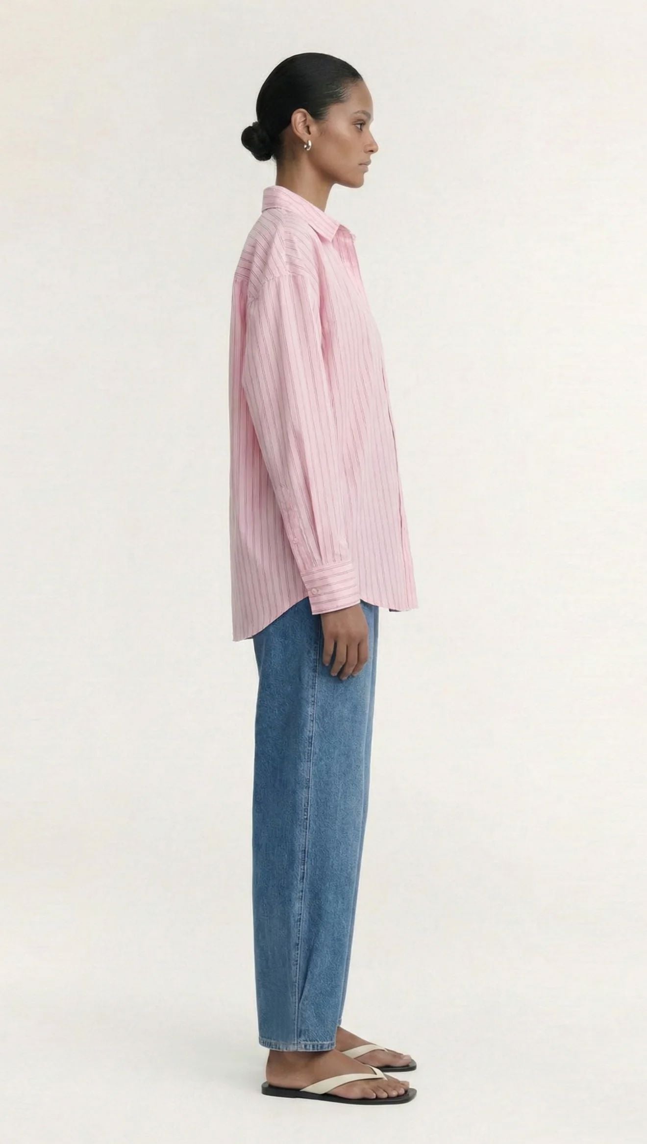 Staple The Label Kari Oversized Shirt - Pink/White Stripe Staple the label