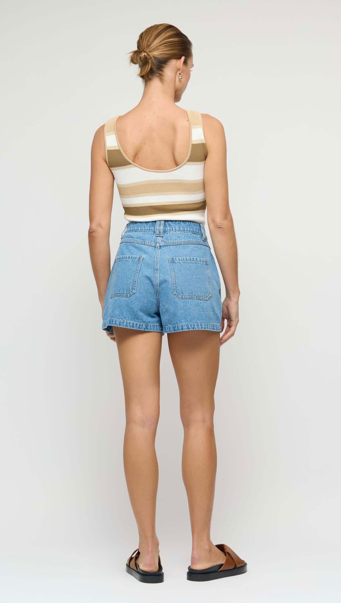 Staple the Label Noa Denim Shorts - Mid Blue Staple the label