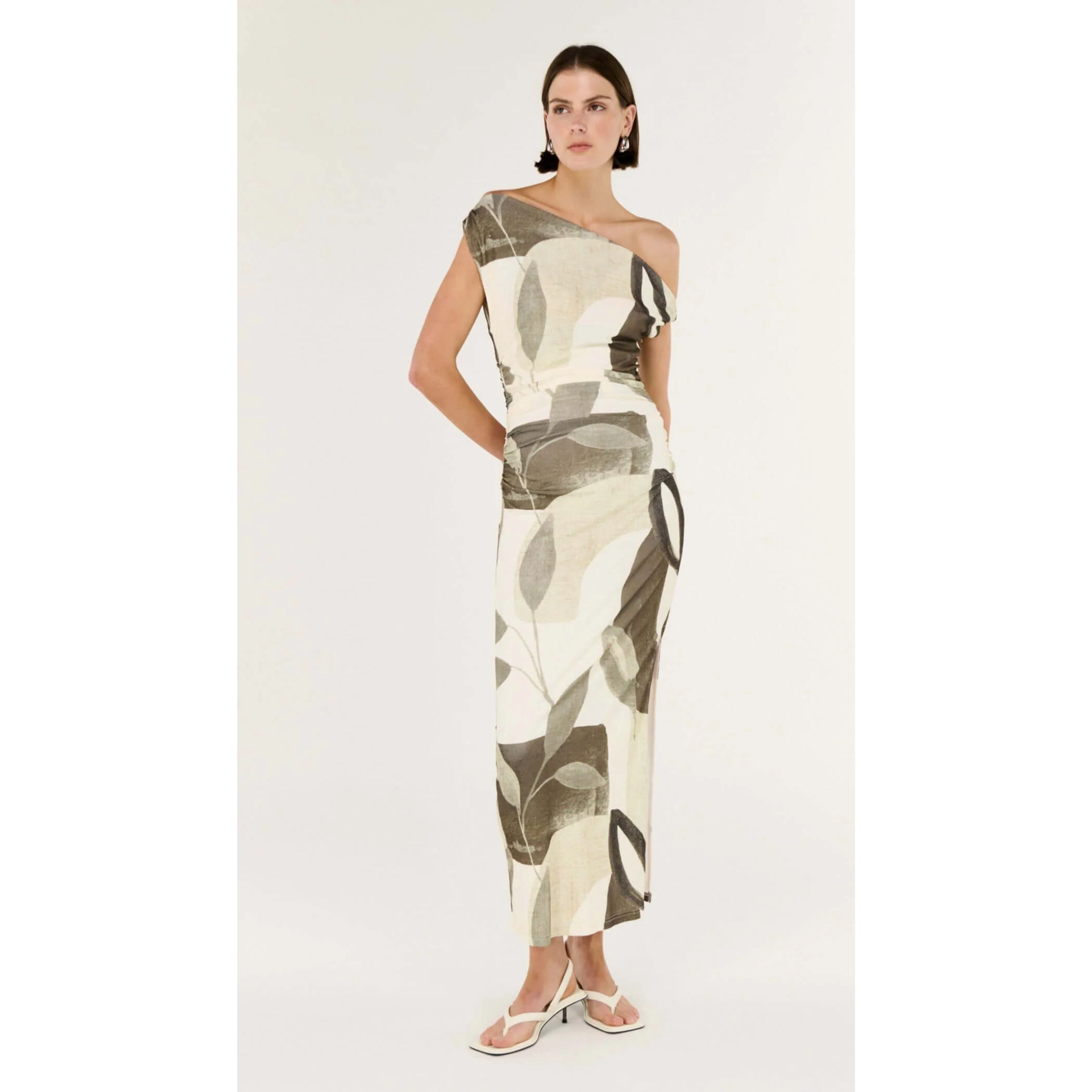 Staple the Label Ophiele Twist Midi Dress - Light Leaf Garden Staple the label