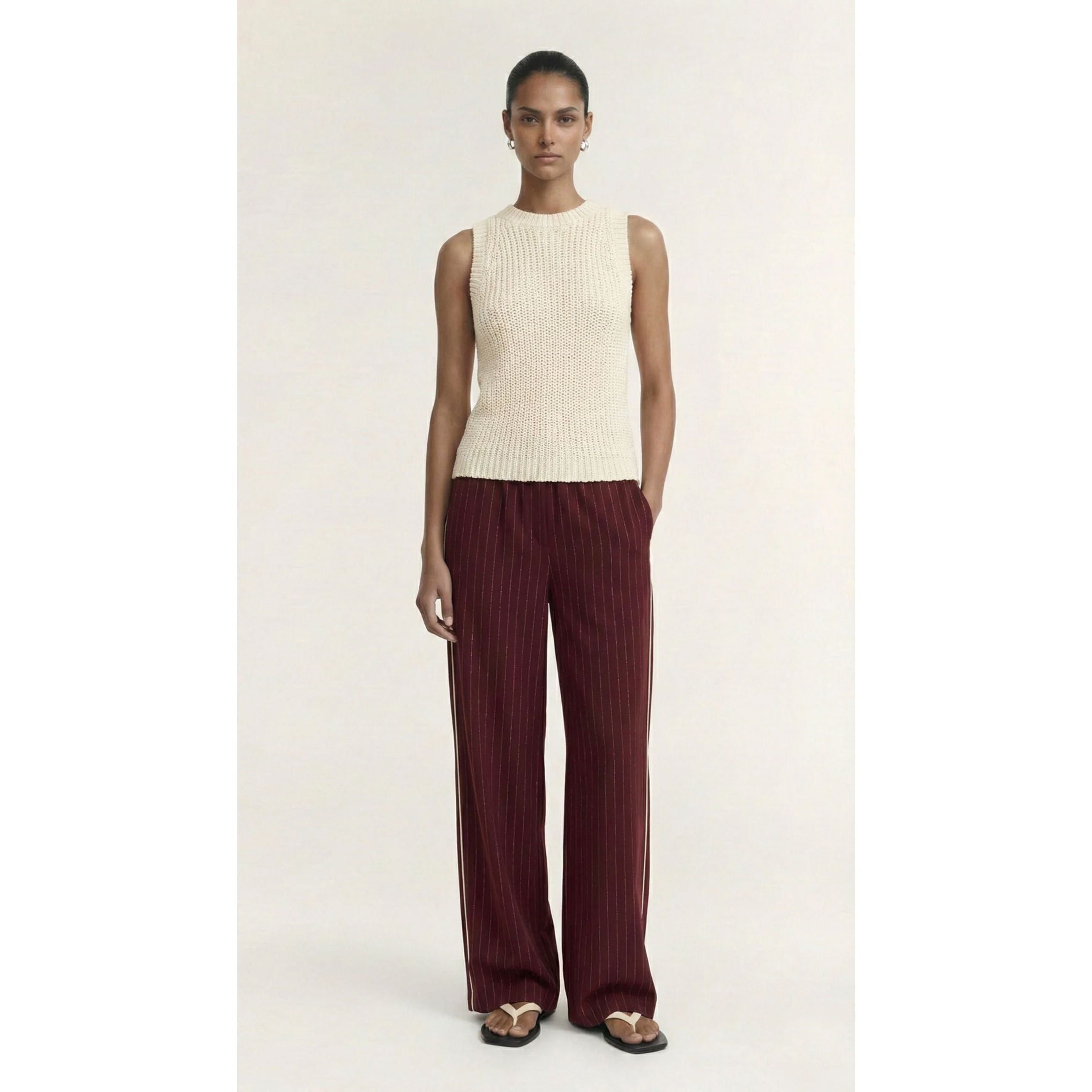 Staple The Label Reed Relaxed Pant - Wine Pinstripe Staple the label