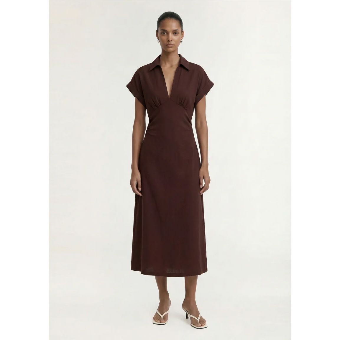 Staple the Label Rhodes Midi Dress - Chocolate Midi Dress Staple the label
