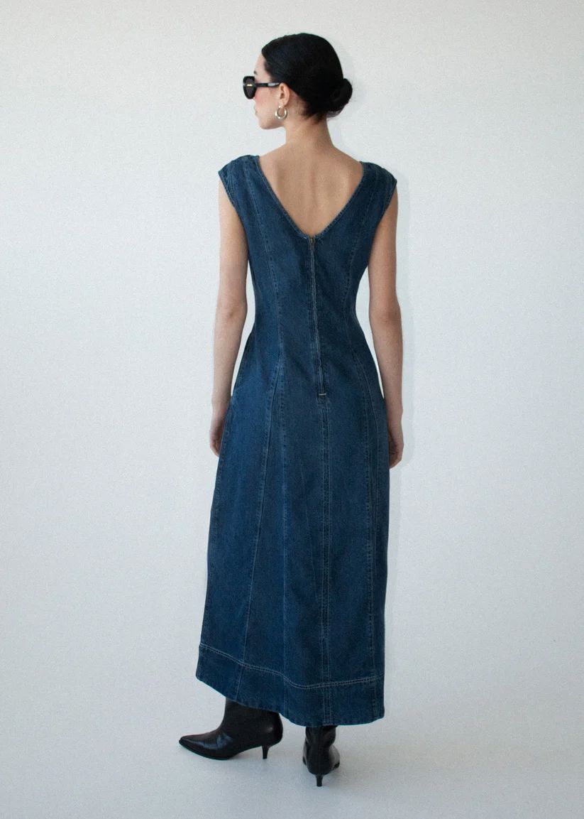 Staple the Label Roma Chambray Midi Dress - Indigo Midi Dress Staple the label