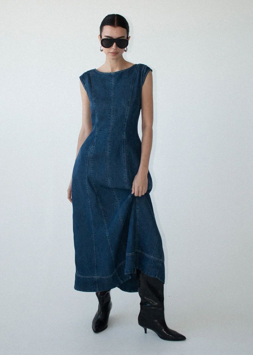 Staple the Label Roma Chambray Midi Dress - Indigo Midi Dress Staple the label