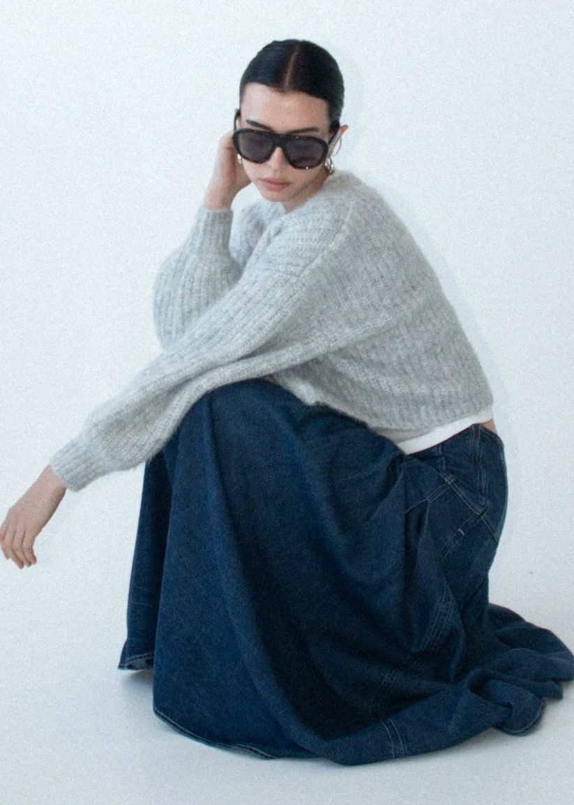 Staple the Label Roma Chambray Midi Skirt - Indigo Staple the label