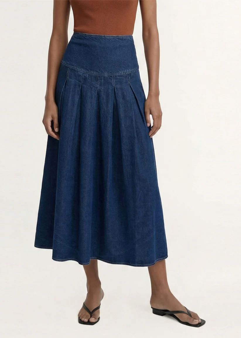 Staple the Label Roma Chambray Midi Skirt - Indigo Staple the label