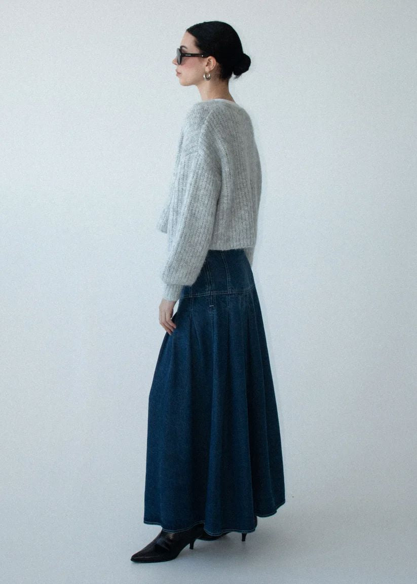 Staple the Label Roma Chambray Midi Skirt - Indigo Staple the label