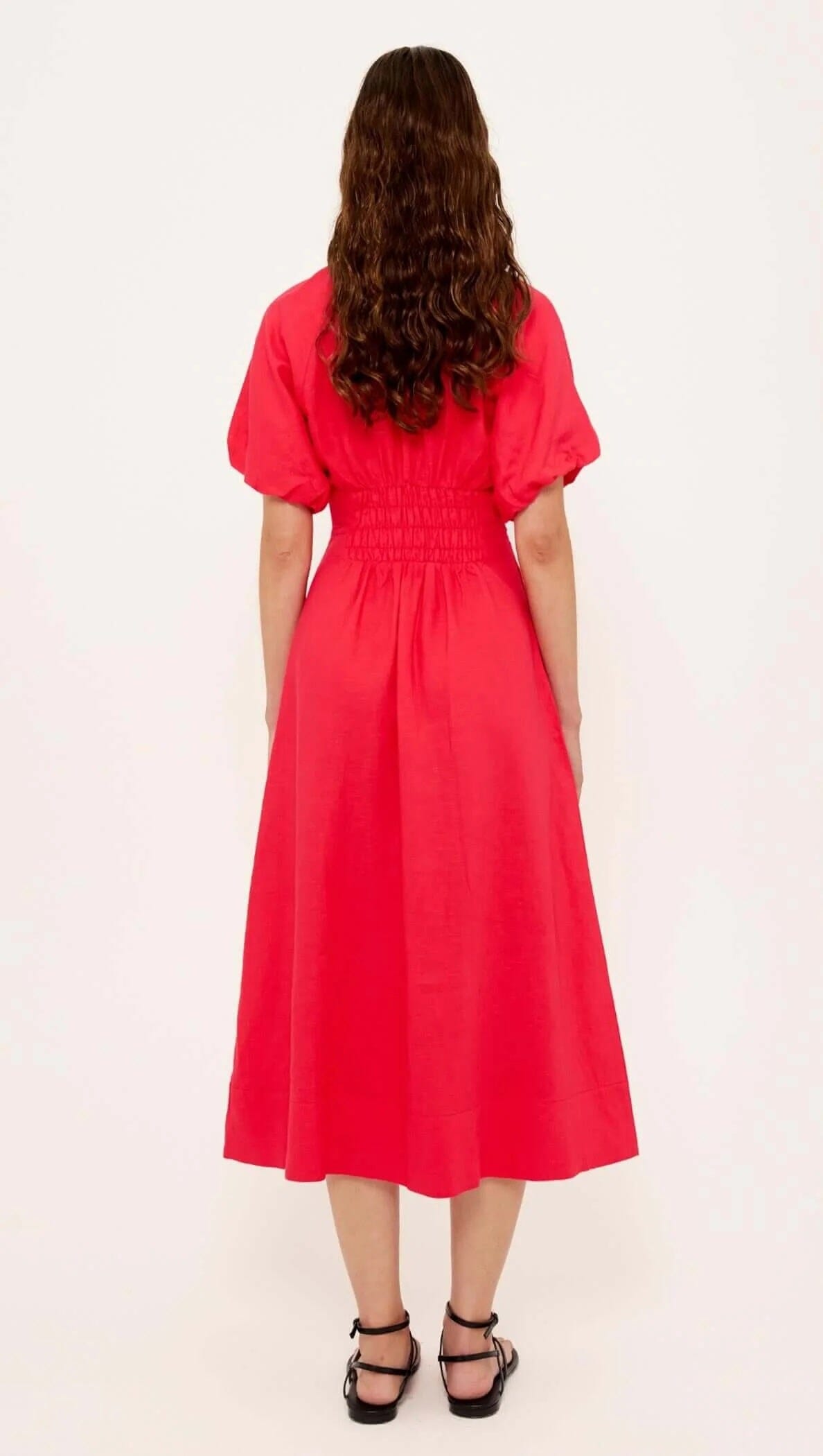Staple the Label Valentina V-Neck Midi Dress - Red Staple the label