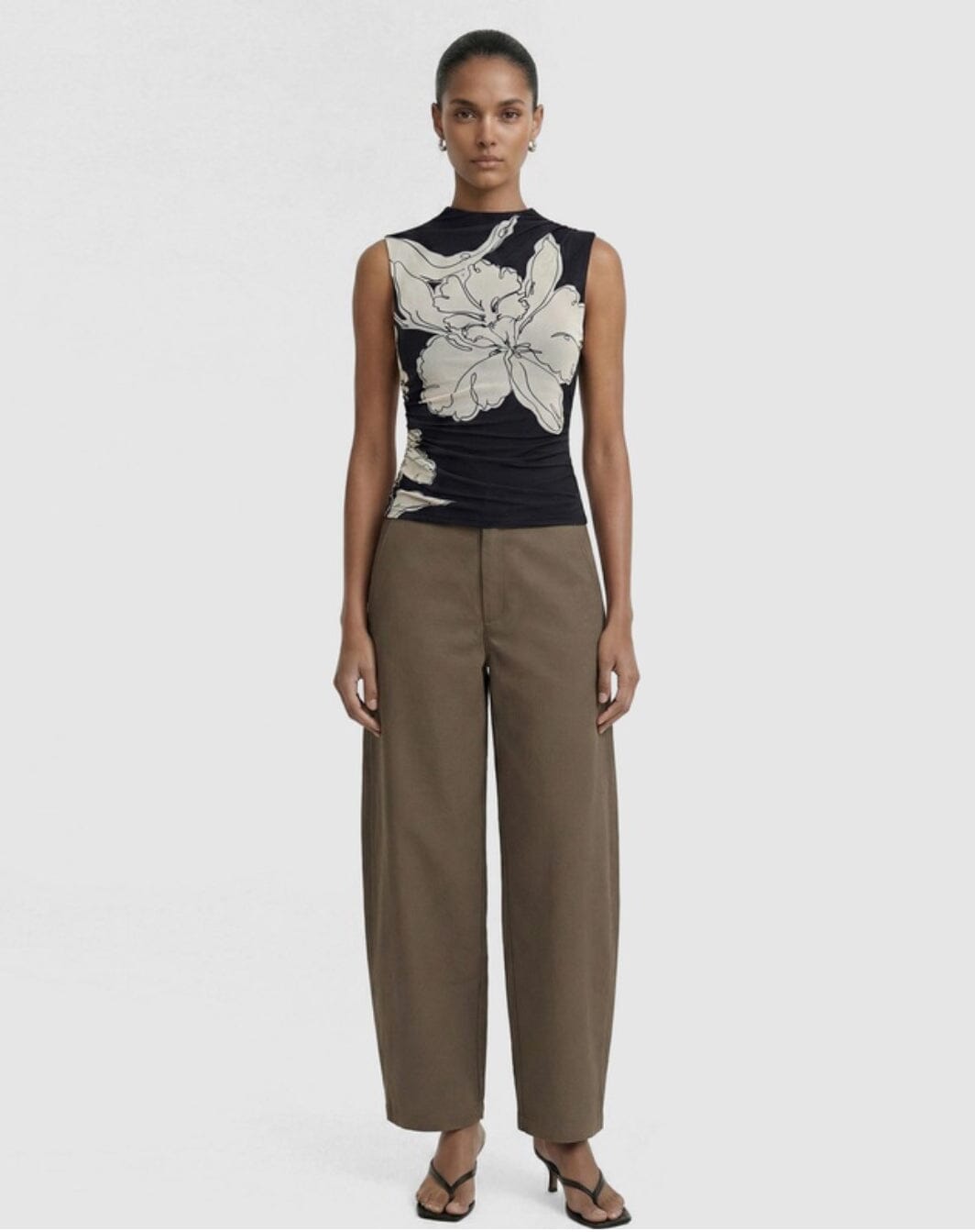 Staple The Label Veda Mesh Top - Black/Cream Floral Staple the label