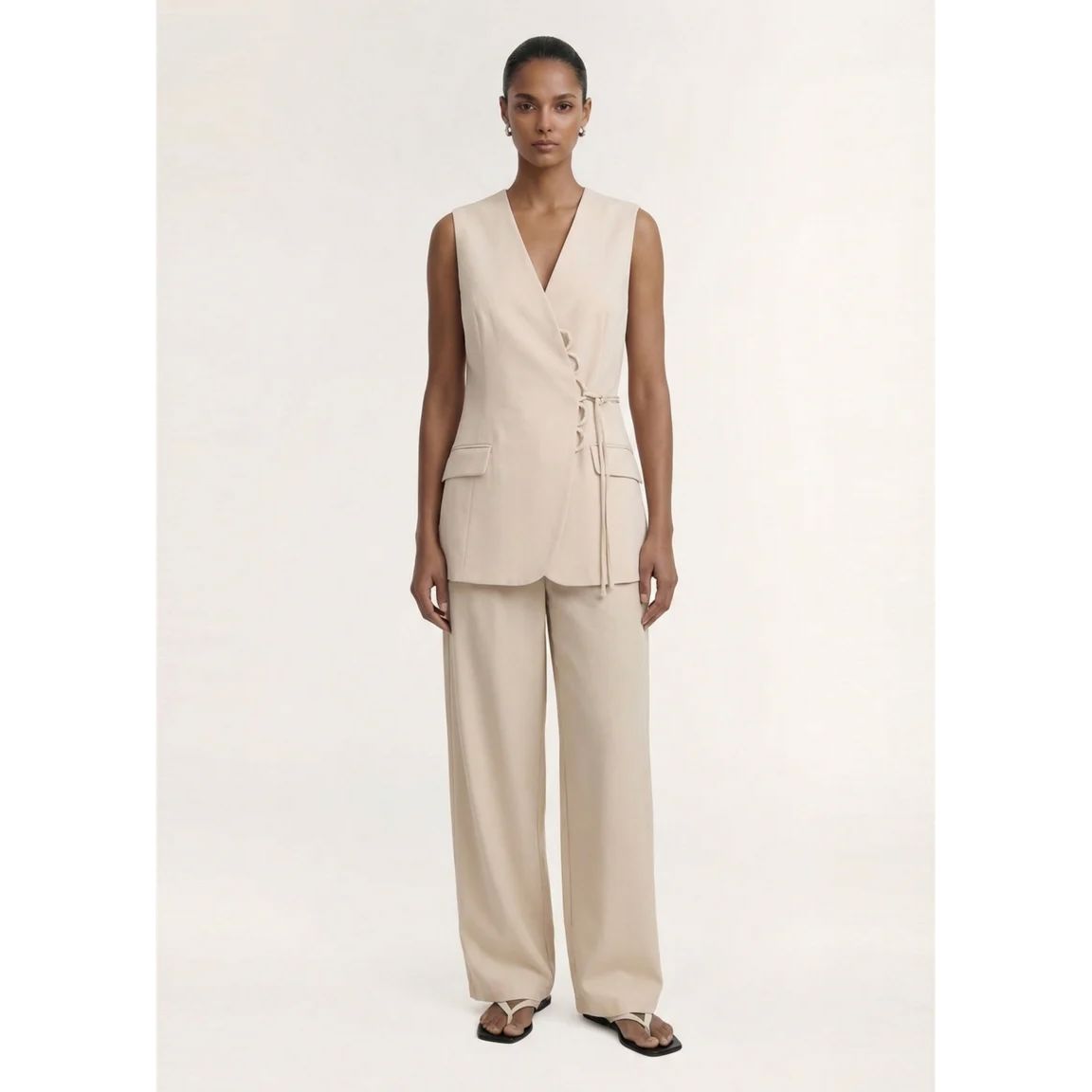 Staple the Label Willow Loop Detail Vest - Stone Women's Vest Staple the label