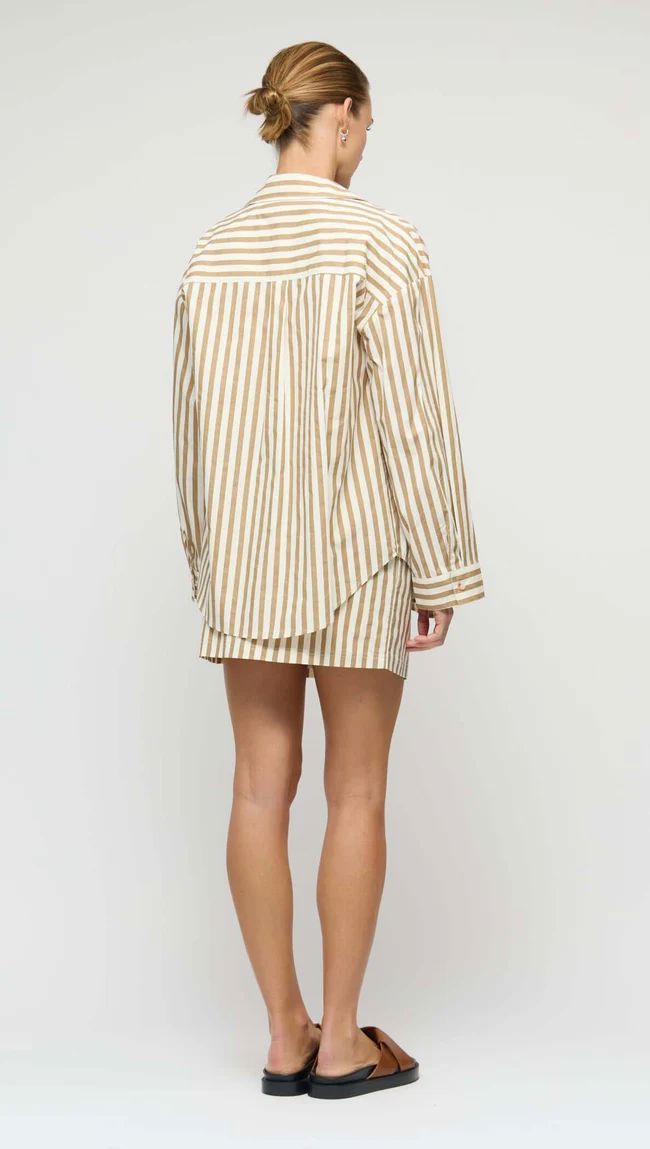 Staple the Label Zahara Oversized Shirt - Tan Stripe Women's Shirt Staple the label