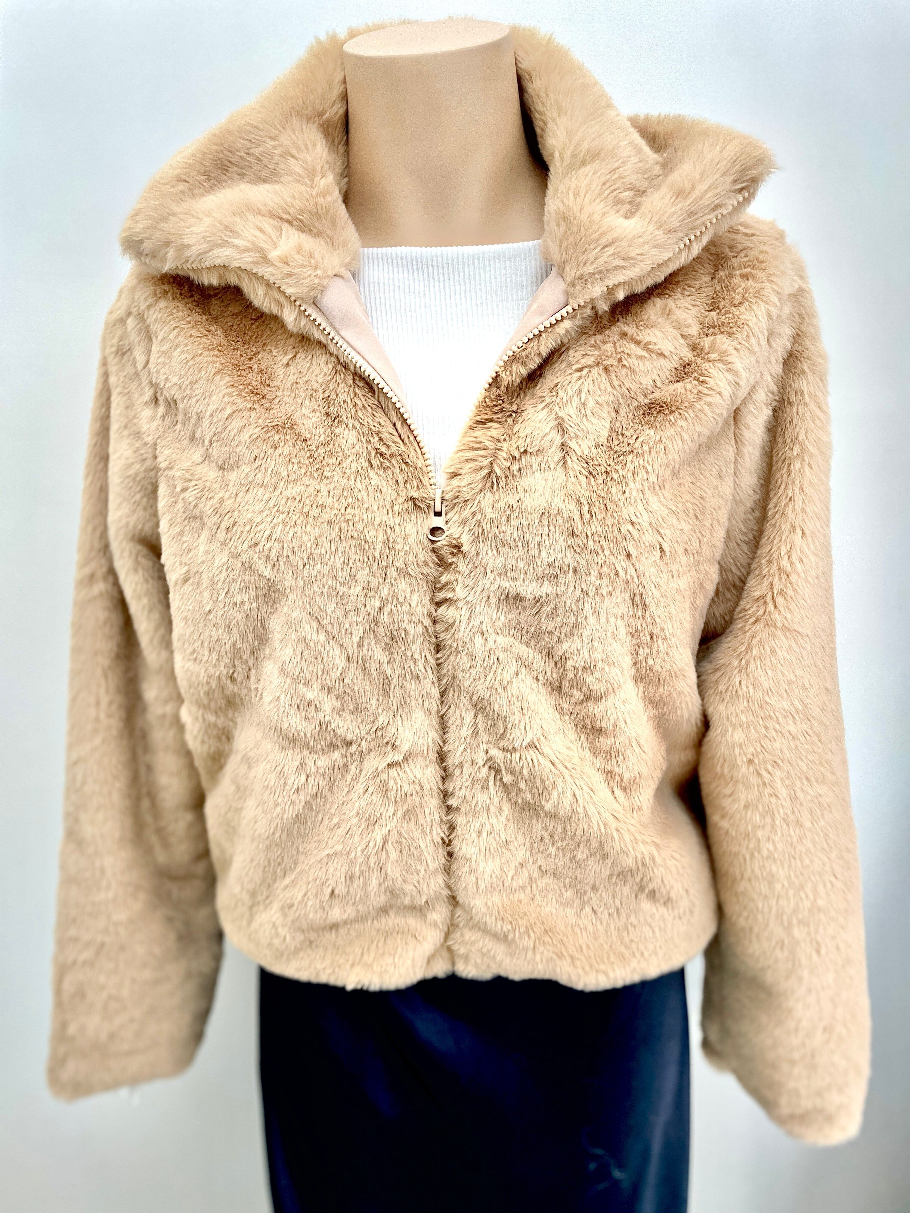 Sunnygirl Faux Fur Bomber - Caramel Sunnygirl