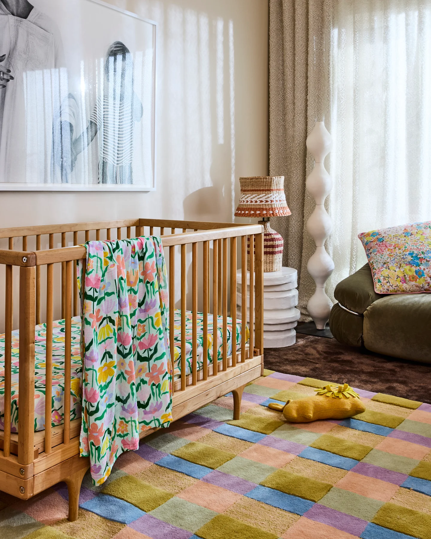 Kip & Co Popping Flowers Green Bamboo Swaddle