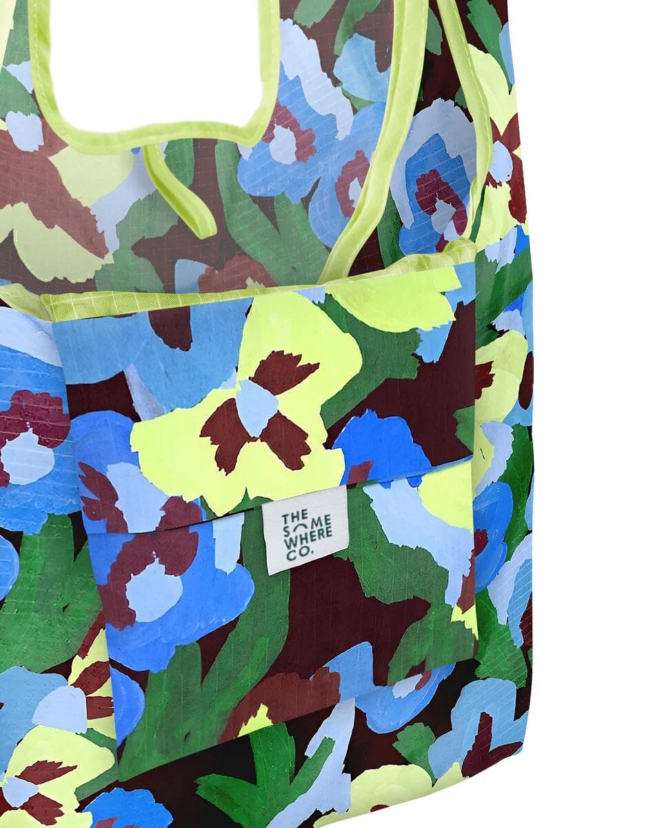 The Somewhere Co Reusable Shopping Bag - Pansy Patch The Somewhere Co