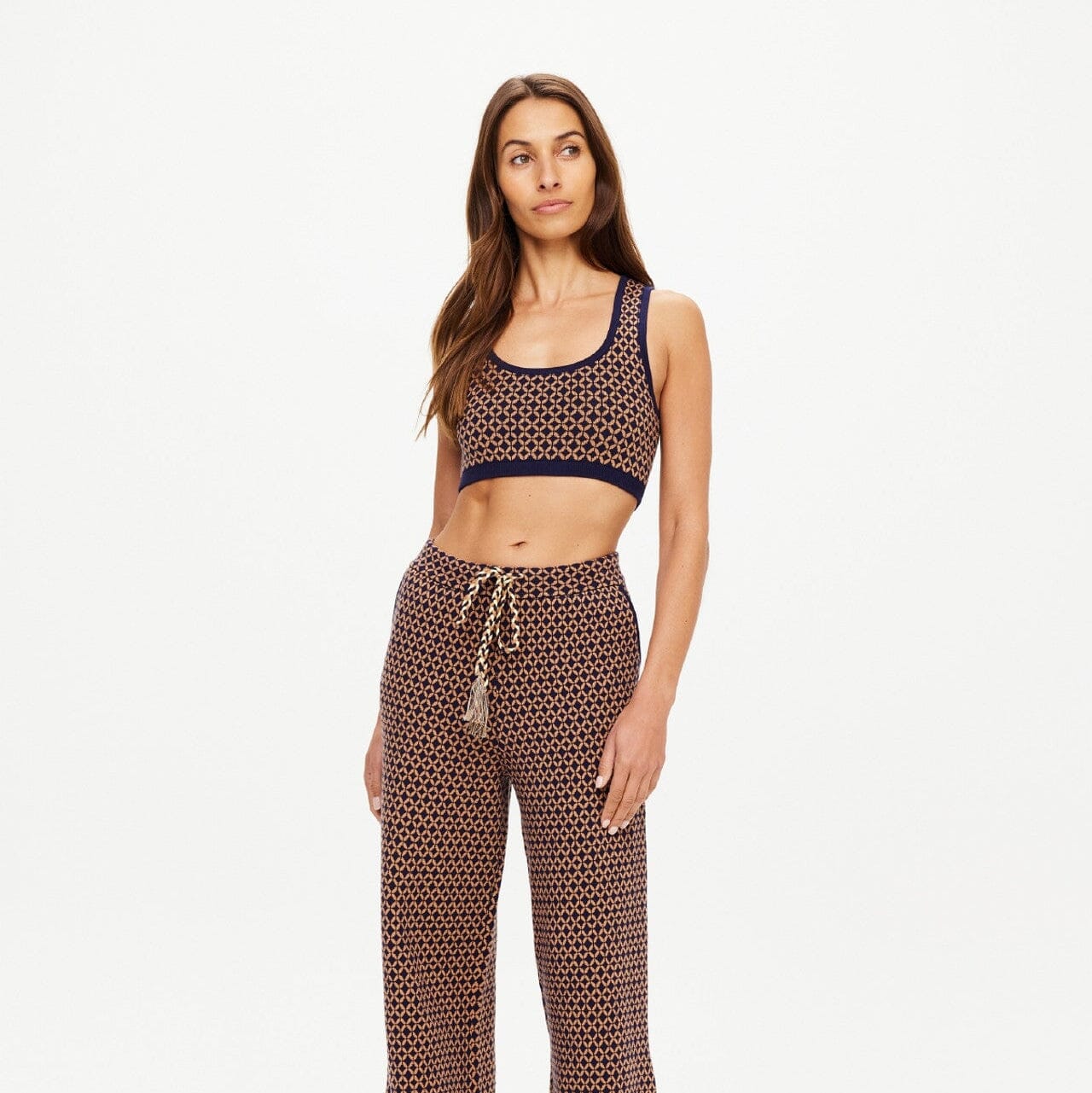 The Upside Crossroad Alma Knit Crop Top - Geo The Upside