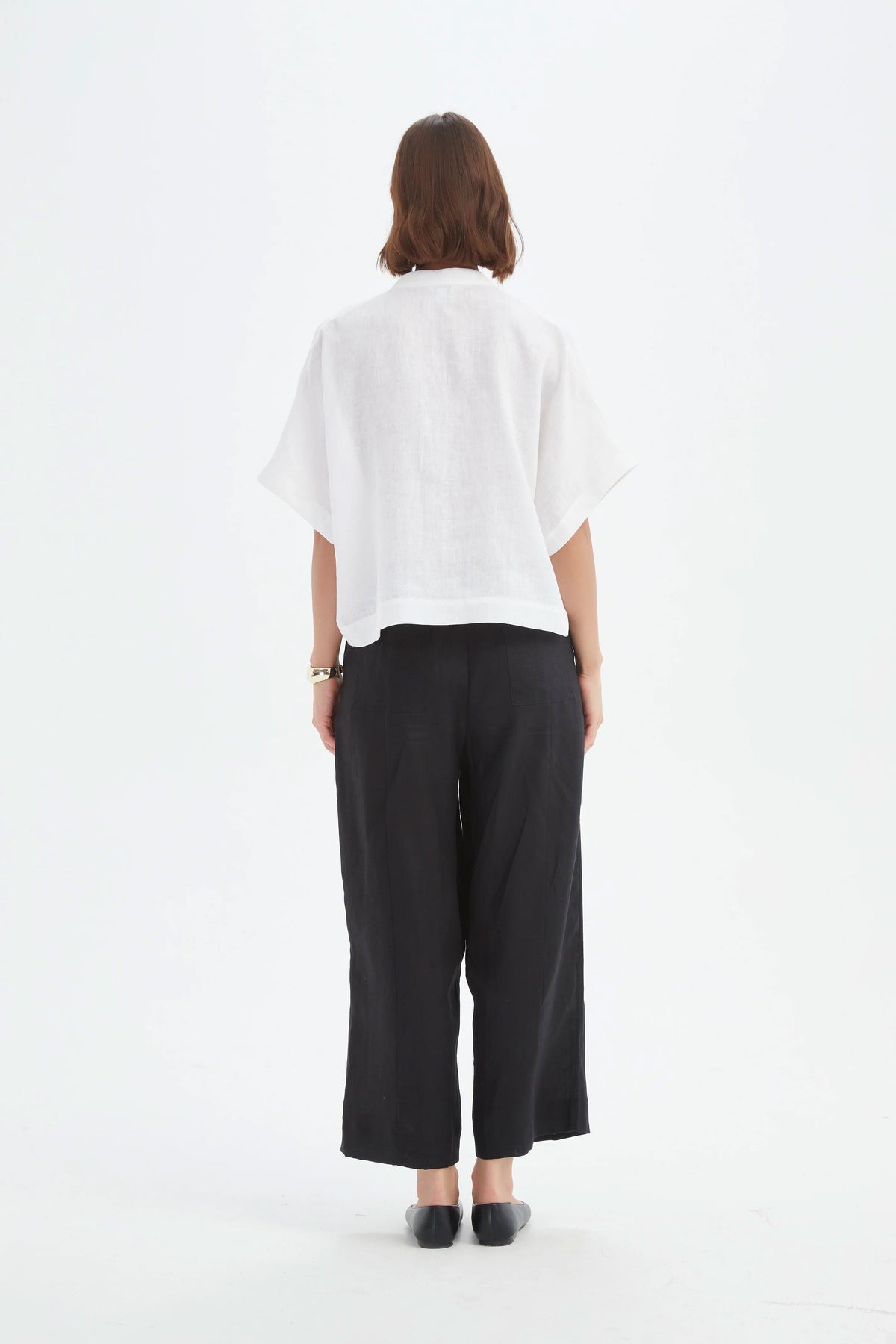 Tirelli Boxy Button Linen Shirt - White Tirelli