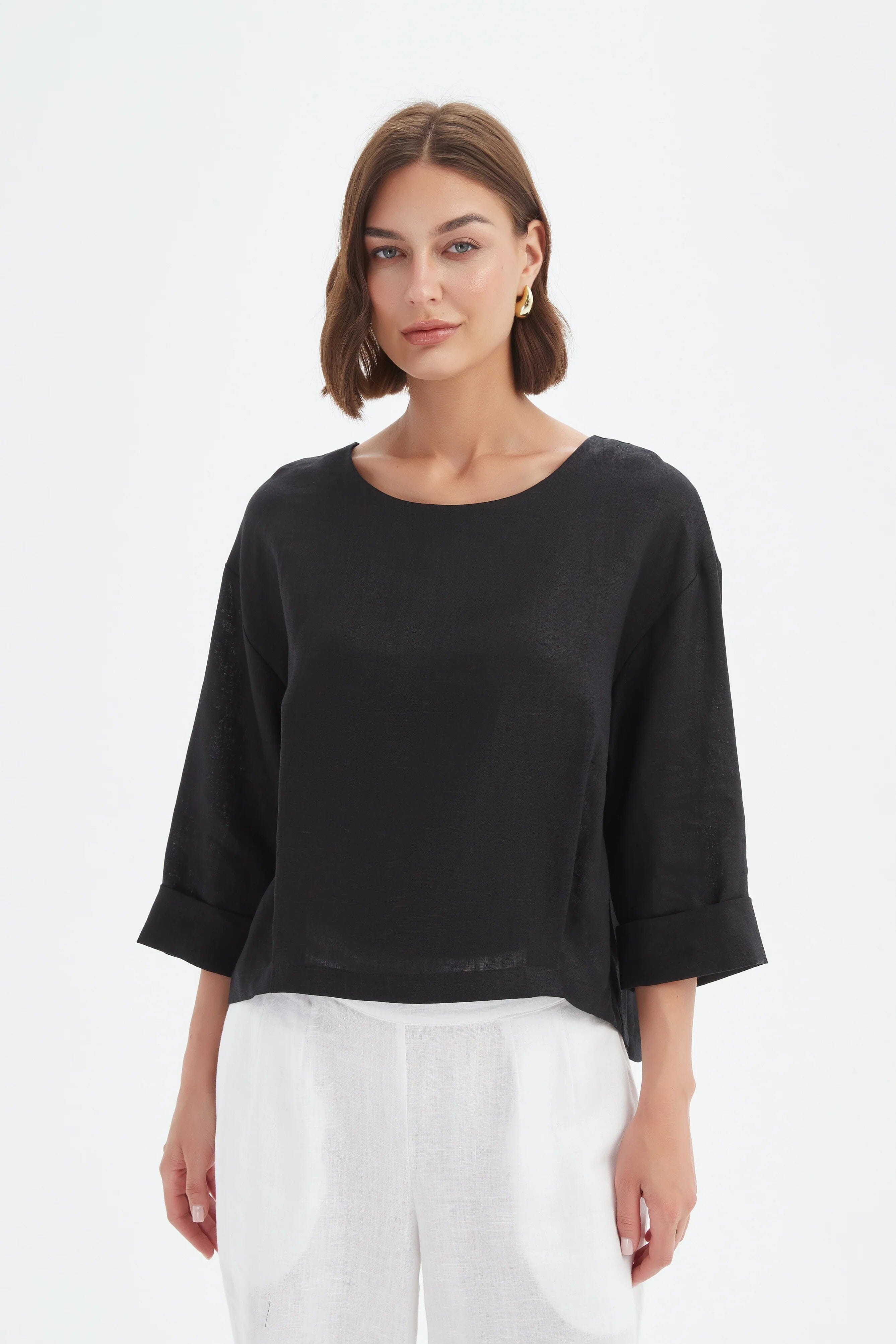 Tirelli Pleat Hem Top - Black Tirelli
