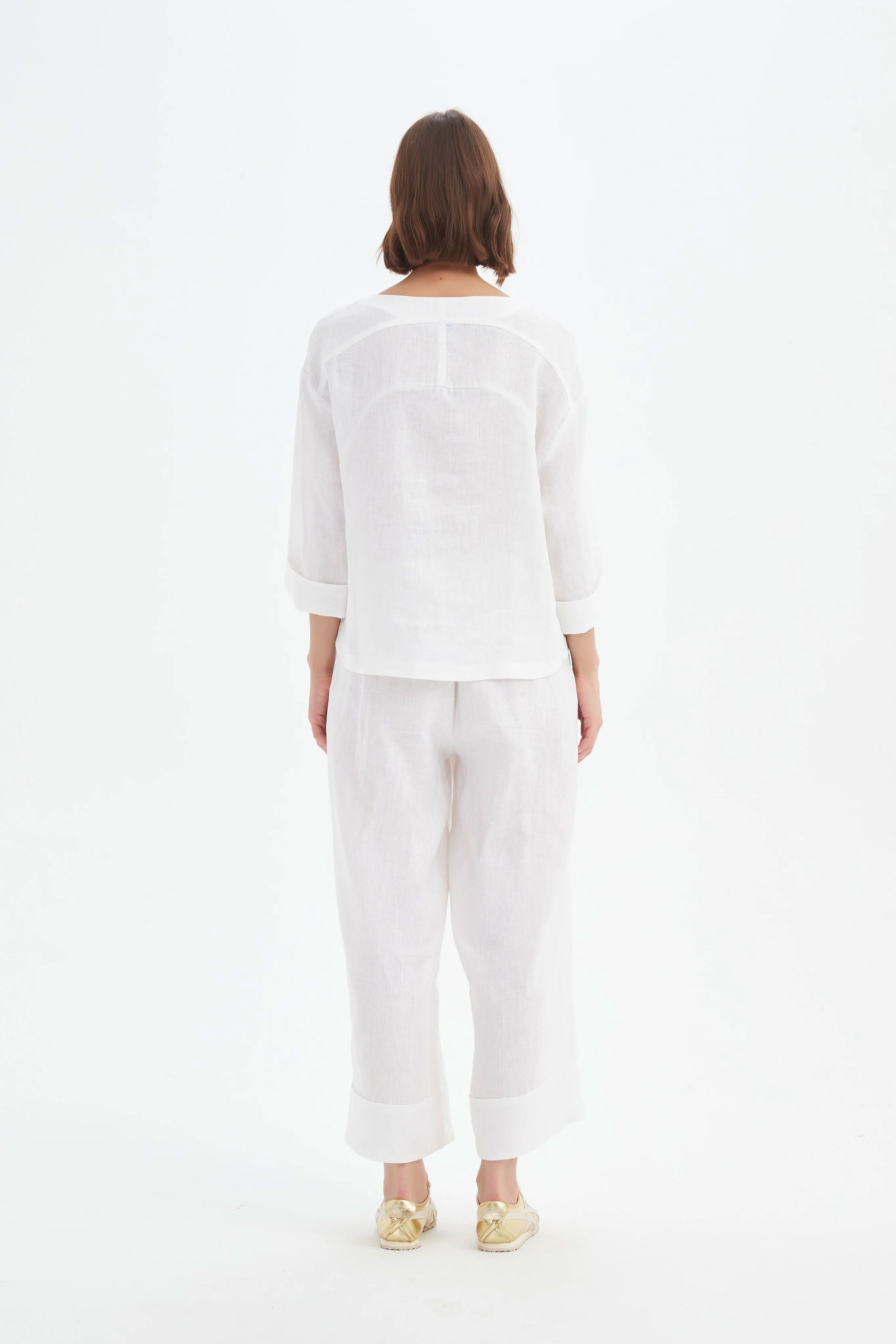 Tirelli Pleat Hem Top - White Tirelli