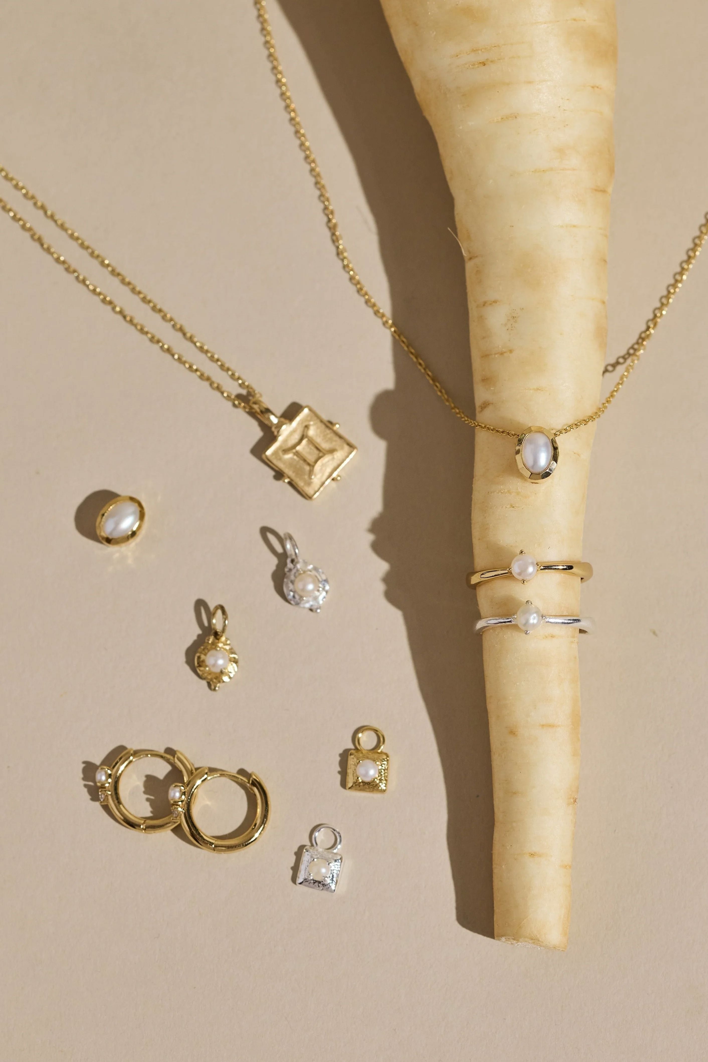 ToniMay June Pearl Gold Birthstone Necklace Charm Pendant ToniMay