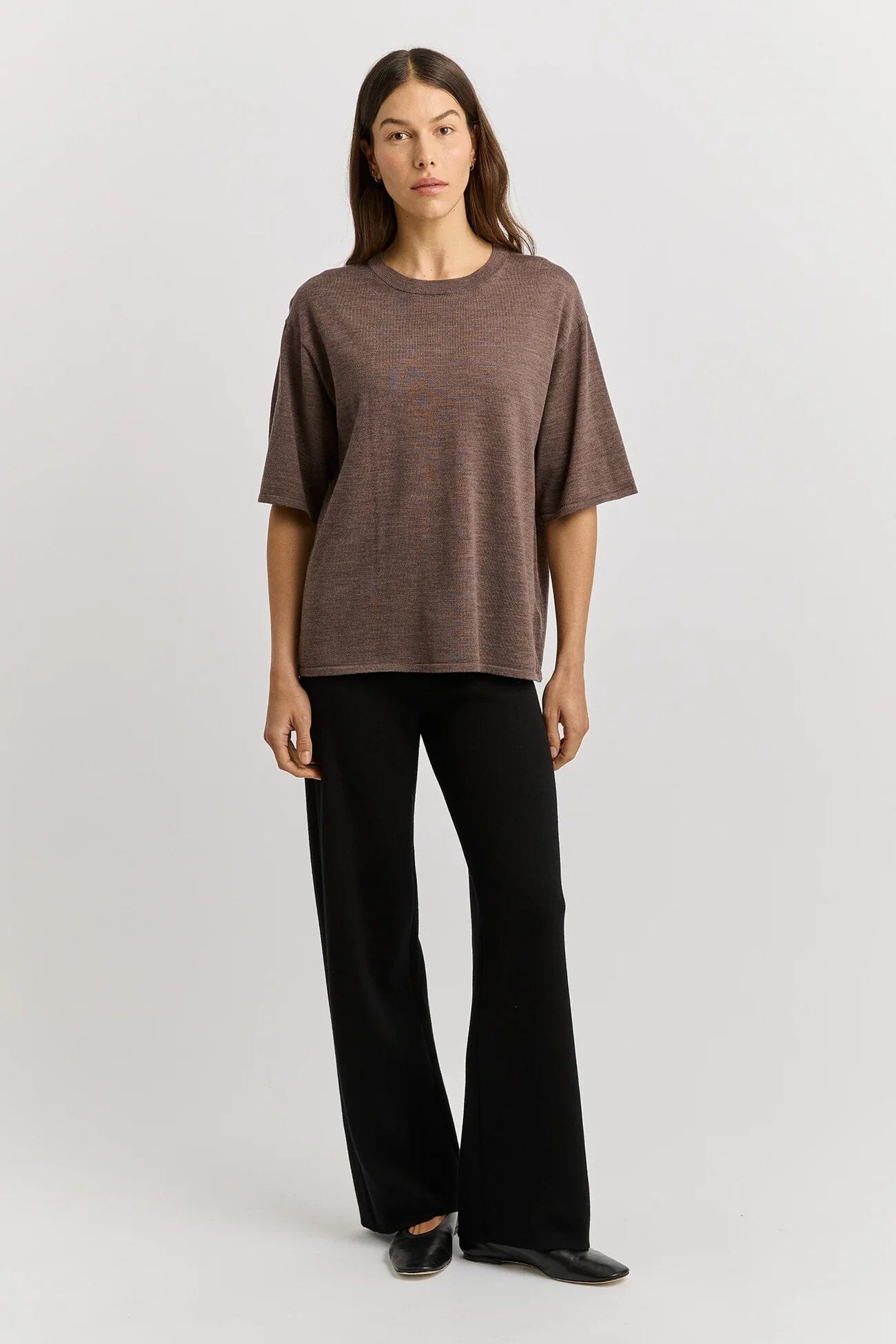Toorallie Extrafine Relaxed Knit Tee - Mocha Toorallie