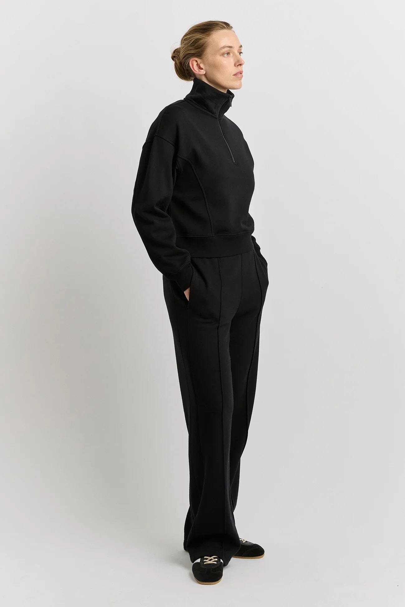 Toorallie Lounge Cropped Half Zip - Black Women's Knit Toorallie